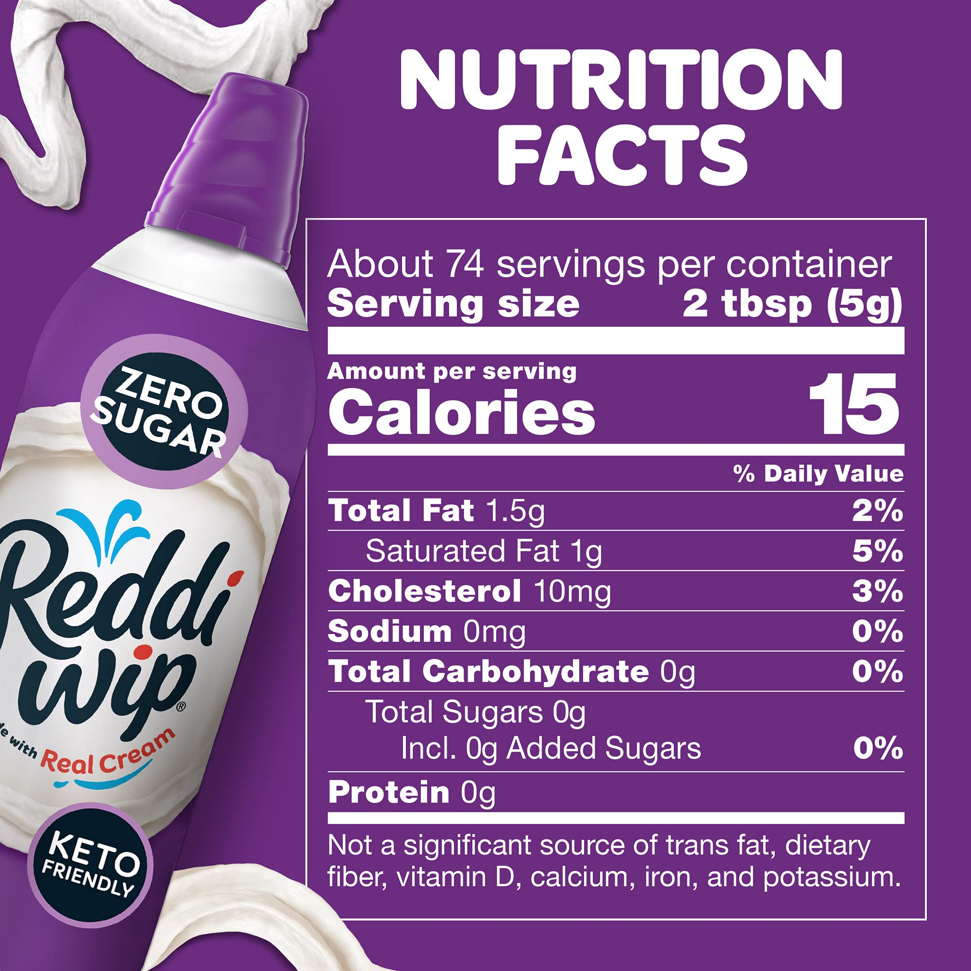 Reddi-wip Zero Sugar Whipped Topping - Keto Friendly, Gluten Free, 13 oz Can - Perfect for Low-Carb Desserts, Coffee Topping & Healthy Snacks