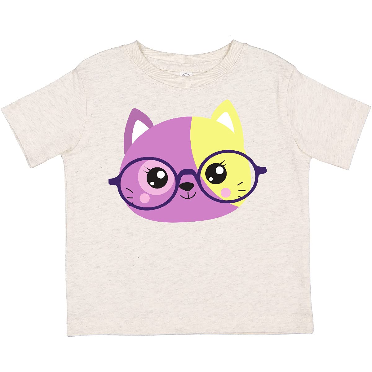 Hipster Cat with Glasses Graphic Toddler T-Shirt - Cute Kitten Design for Boys & Girls - Perfect for Playdates, Daycare & Family Photos