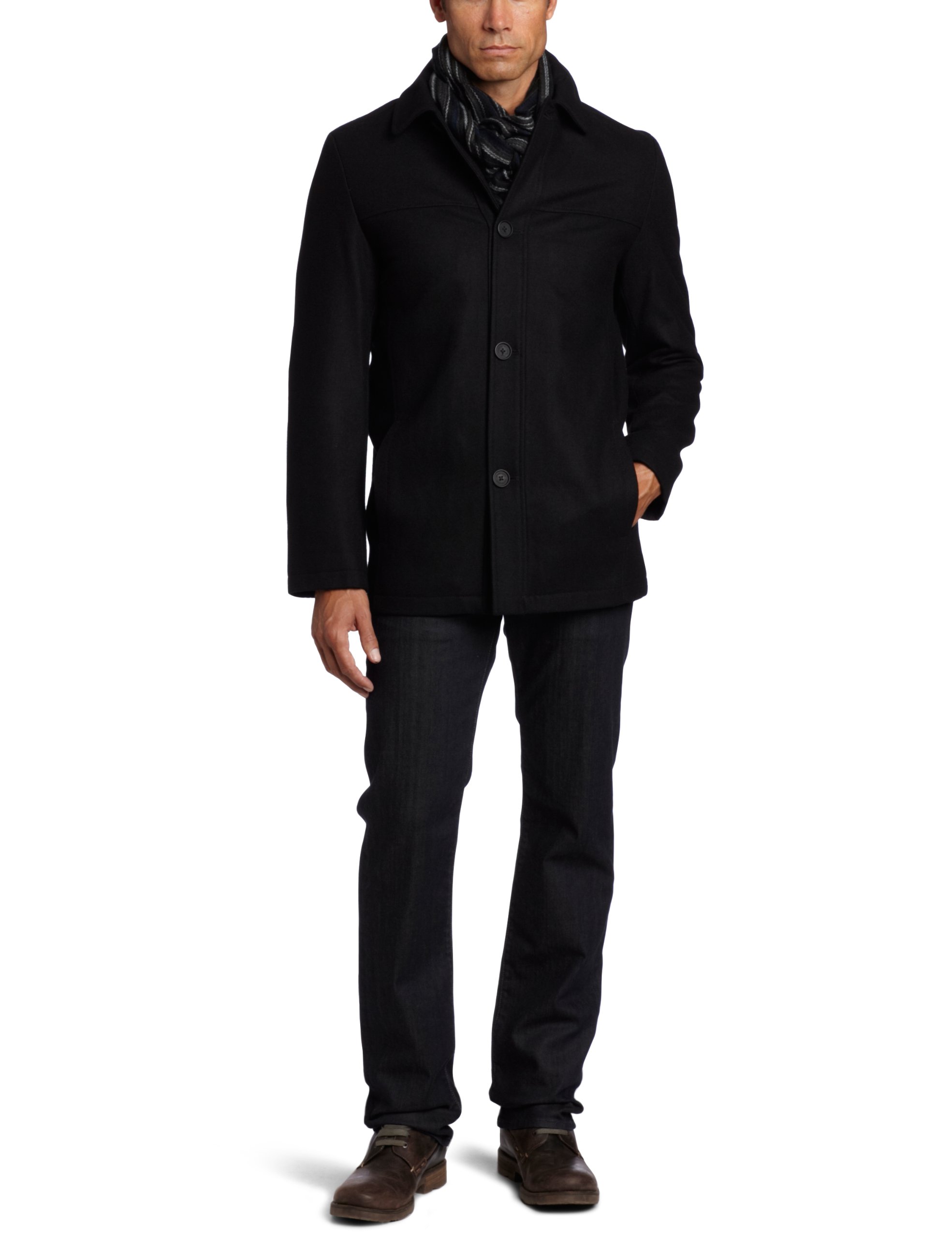 Perry Ellis Men's Wool Button Front Coat - Tall Size for Business & Formal Occasions | Winter Office Wear & Special Events