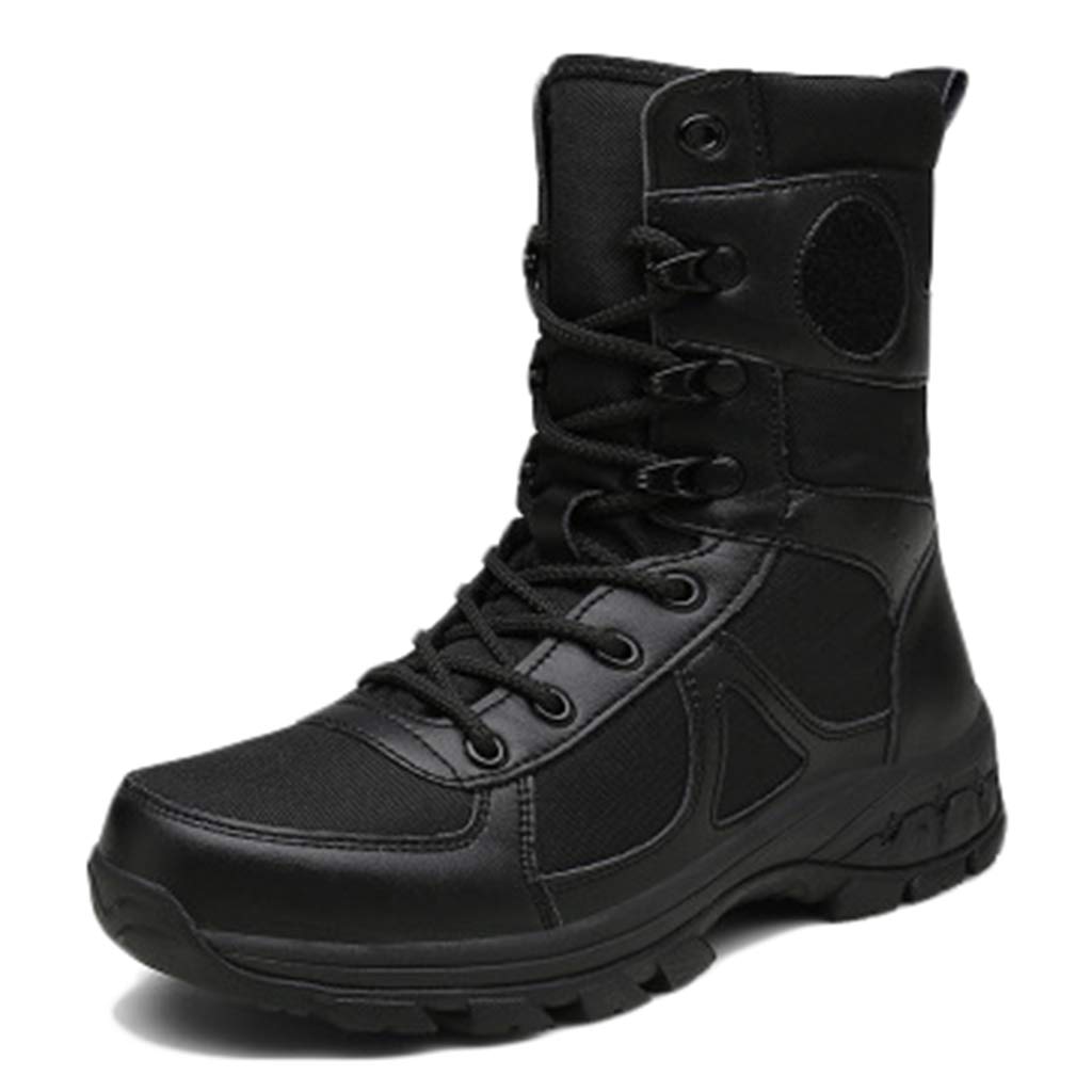 Men's Winter Army Hiking Boots - Military Tactical Work Boots for Men & Women - High Top Desert Leather Shoes with Side Zipper - Perfect for Outdoor Adventures, Hiking & Heavy Duty Work