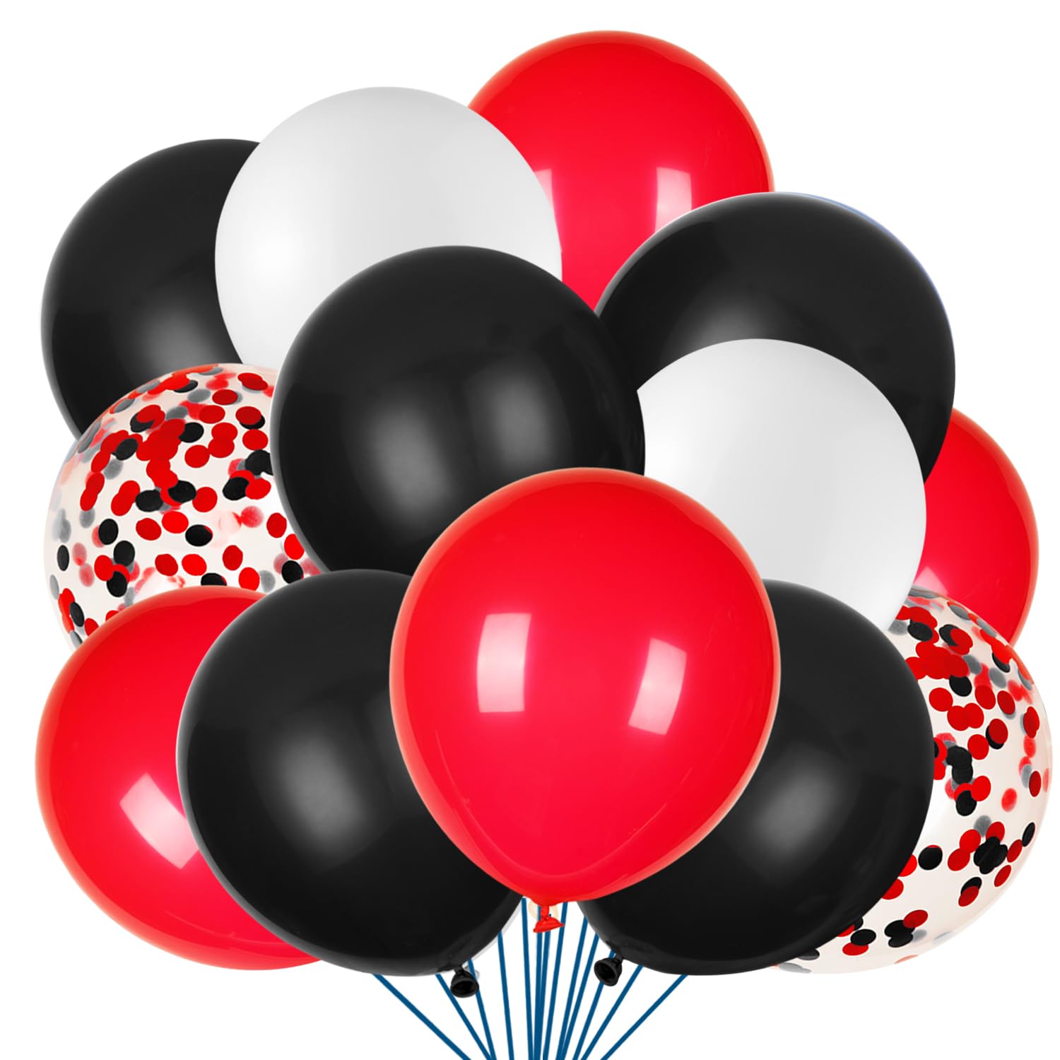 JOYYPOP 80Pcs Red White & Black Latex Balloons with Confetti - Graduation, Casino, Race Car Party Decorations | Perfect for Poker Night, Birthday Celebrations & Themed Events