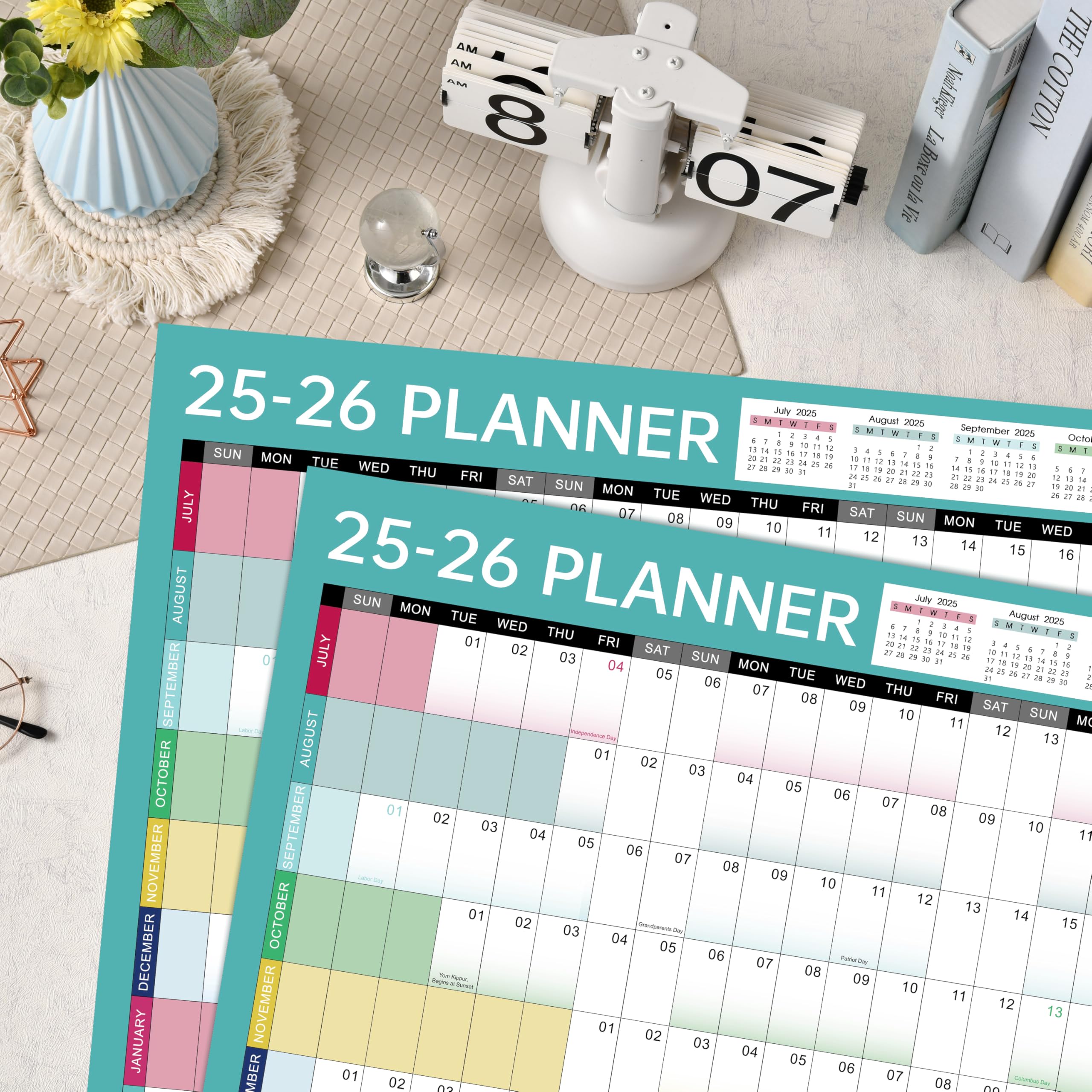 2025-2026 Yearly Wall Calendar | July 2025 - June 2026 with Julian Dates | 34.9