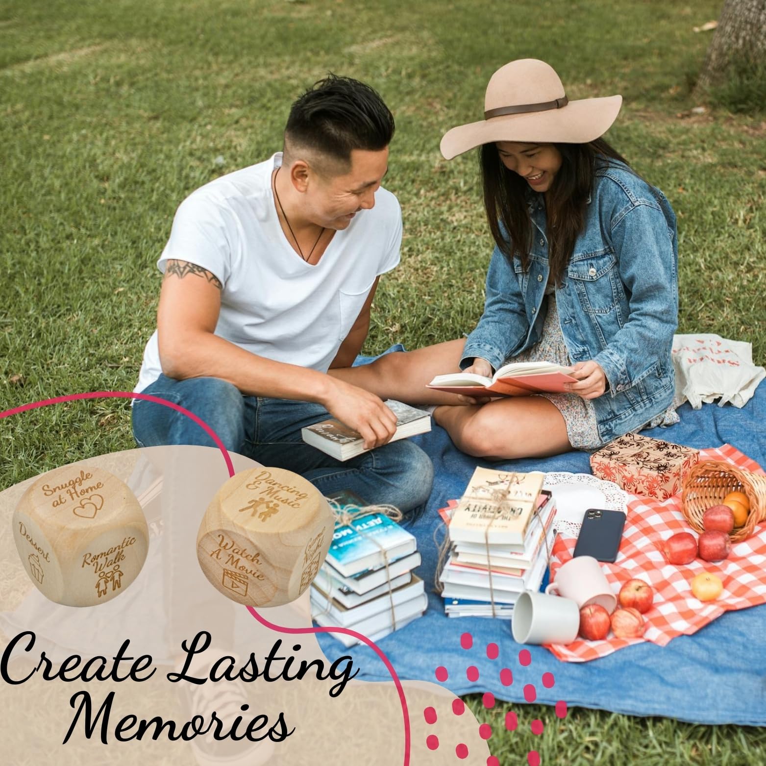 Deluxe Date Night Dice Game for Couples - Romantic Gift Set with 5 Dice, Decision Coin, Game Board & Carry Bag - Perfect for Anniversaries, Weddings, Bachelorette Parties & Bridal Showers - Fun Relationship Building Activity for Date Nights at Home