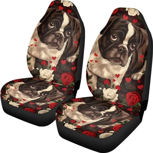 Pug Dog Rose Floral