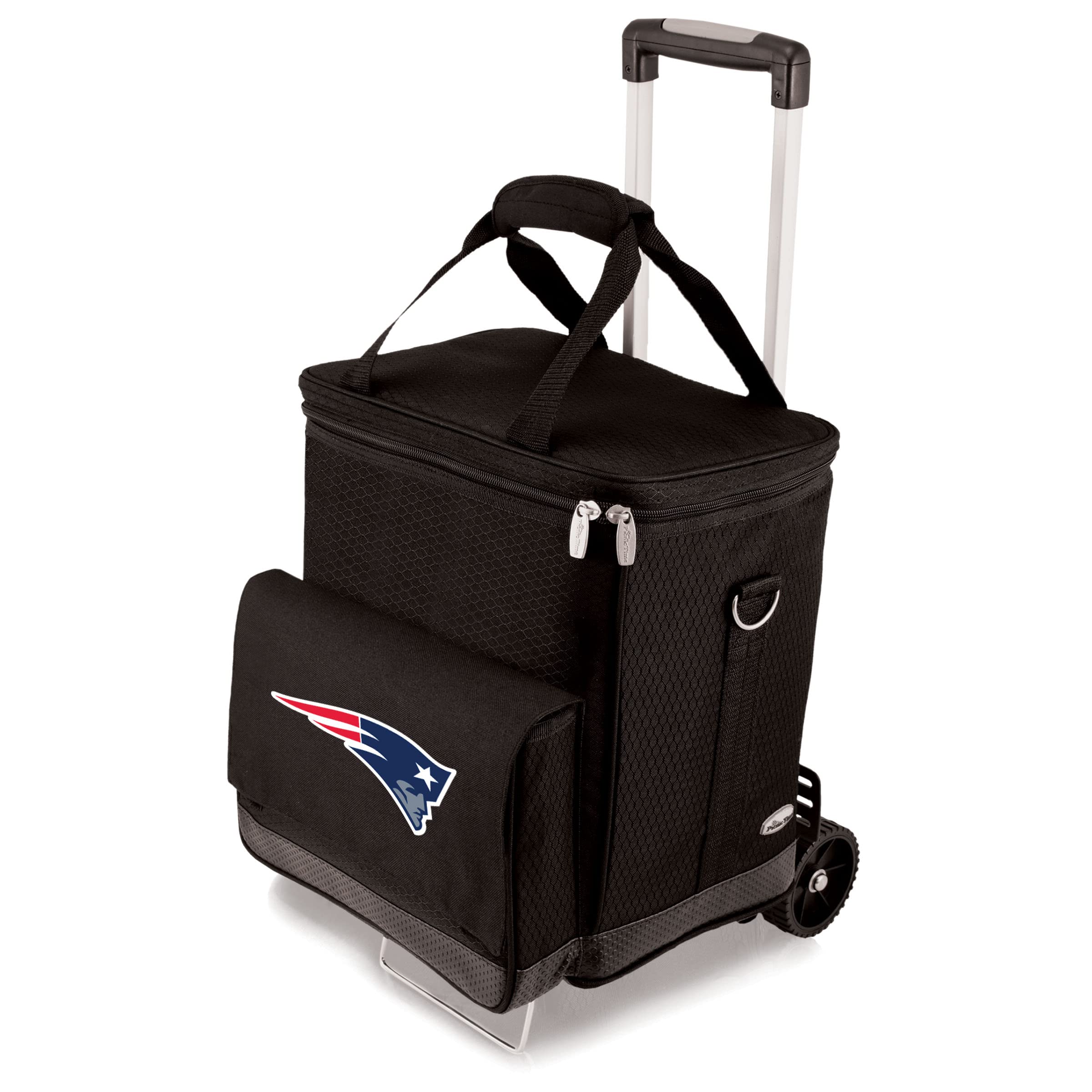 PICNIC TIME NFL Unisex-Adult 6-Bottle Wine Carrier & Cooler Tote with Wheels - Portable Insulated Beverage Bag for Tailgating, Camping & Outdoor Parties