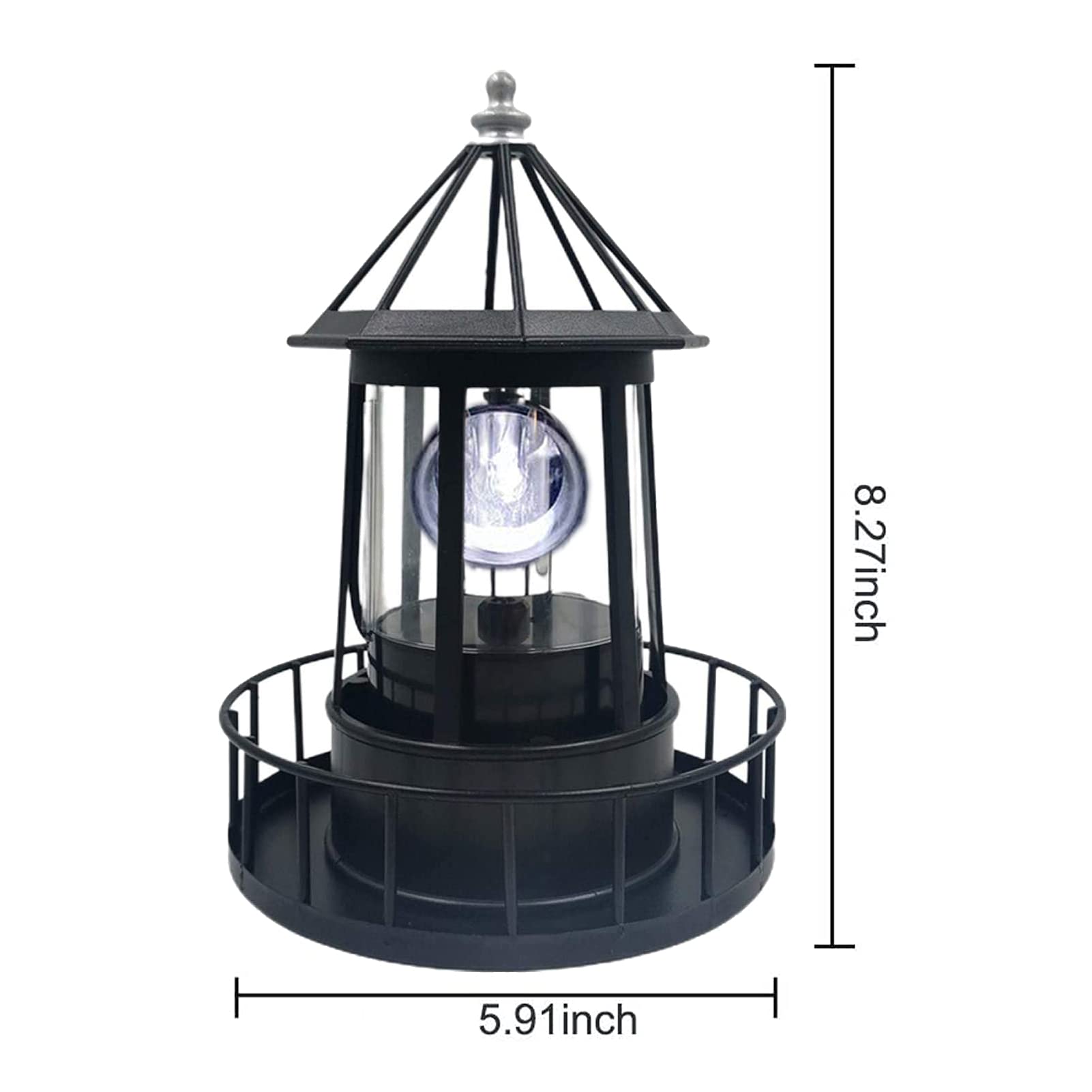 Solar Powered LED Lighthouse Light - 360 Degree Rotating Waterproof Outdoor Garden Decoration with Smoke Effect for Pathway, Patio & Courtyard | Perfect for Landscape Lighting, Backyard Decor & Nighttime Ambience