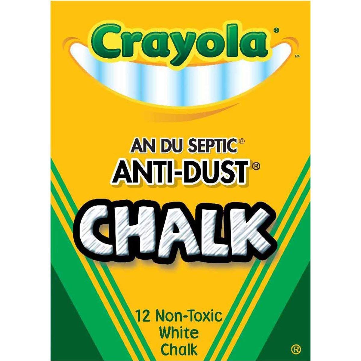 White Anti-Dust Chalk - 12 Pack Non-Toxic Dustless Chalk for Classroom, Home & Office Use - Perfect for Blackboards, Sidewalks & Kids Drawing