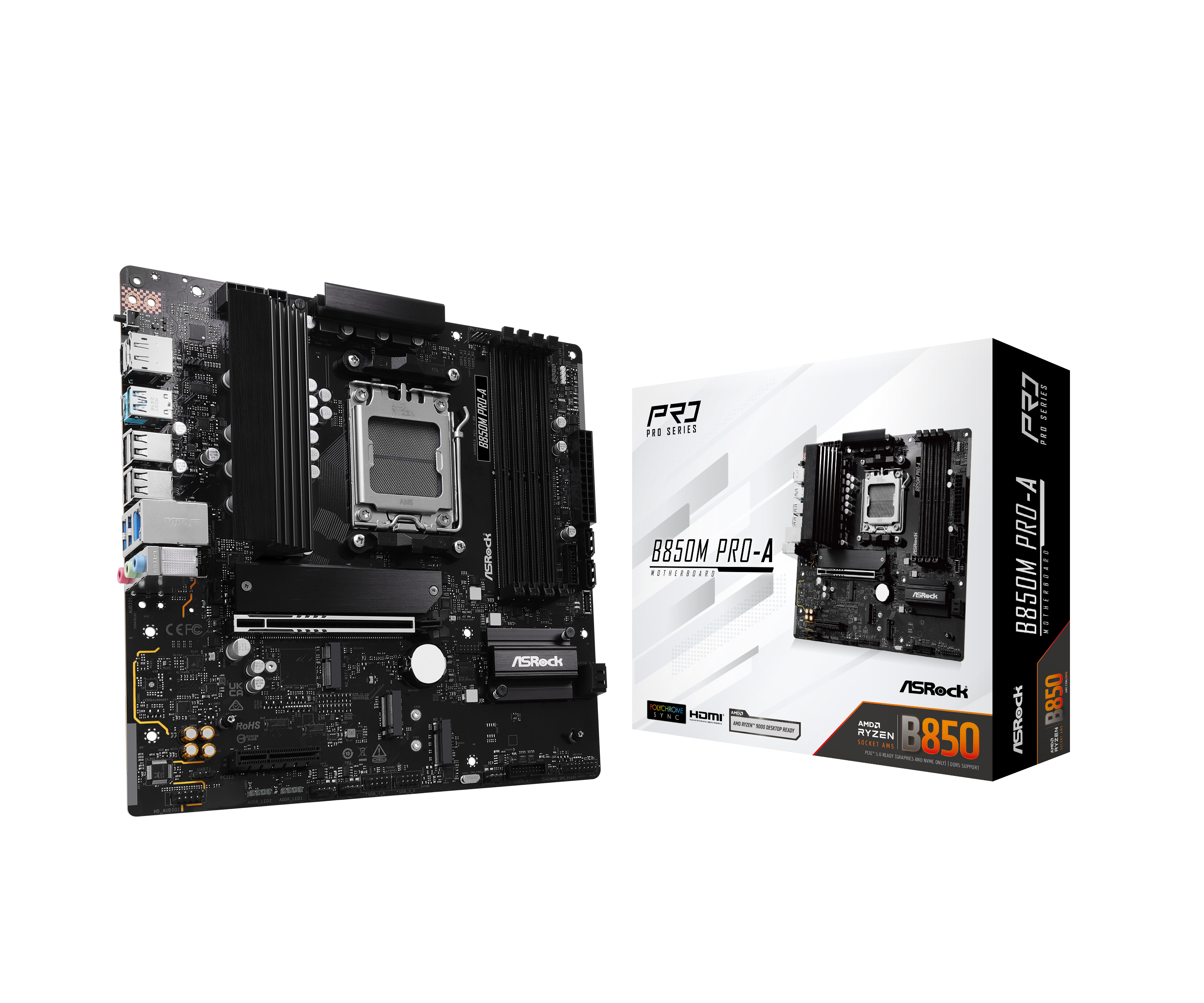 ASRock B850M Pro AM5 DDR5 Micro-ATX Motherboard for AMD Ryzen 7000 Series - Compact Gaming & Workstation PC Build with PCIe 4.0, USB 3.2 Gen2, and 2.5G LAN