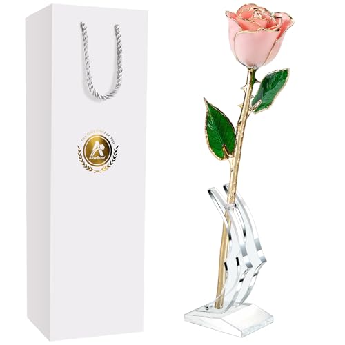 B3. Pink Handmade Rose White Stand