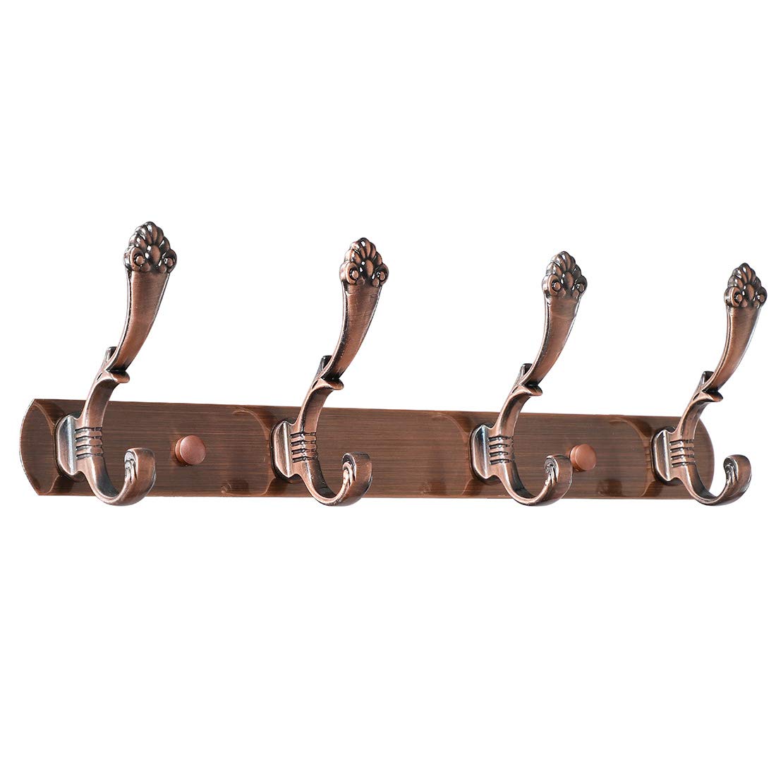 Stainless Steel Wall Mounted Coat Hook Rail with 4 Copper Hooks - Heavy Duty for Coats, Hats, Towels, Purses & Robes - Perfect for Bathroom, Closet, Bedroom & Entryway Organization