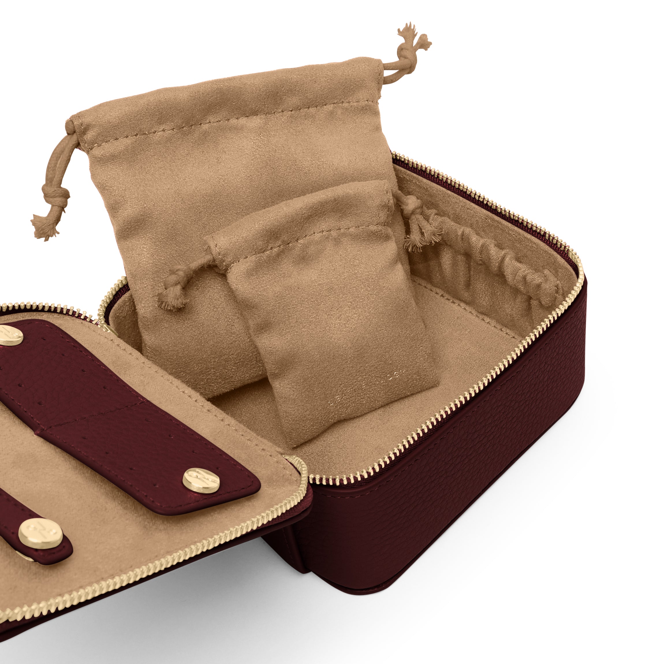 Medium Jewelry Organizer Box - Bordeaux Red Velvet Jewelry Storage Case with 6 Compartments for Earrings, Rings & Necklaces | Perfect for Travel, Home & Gift Giving