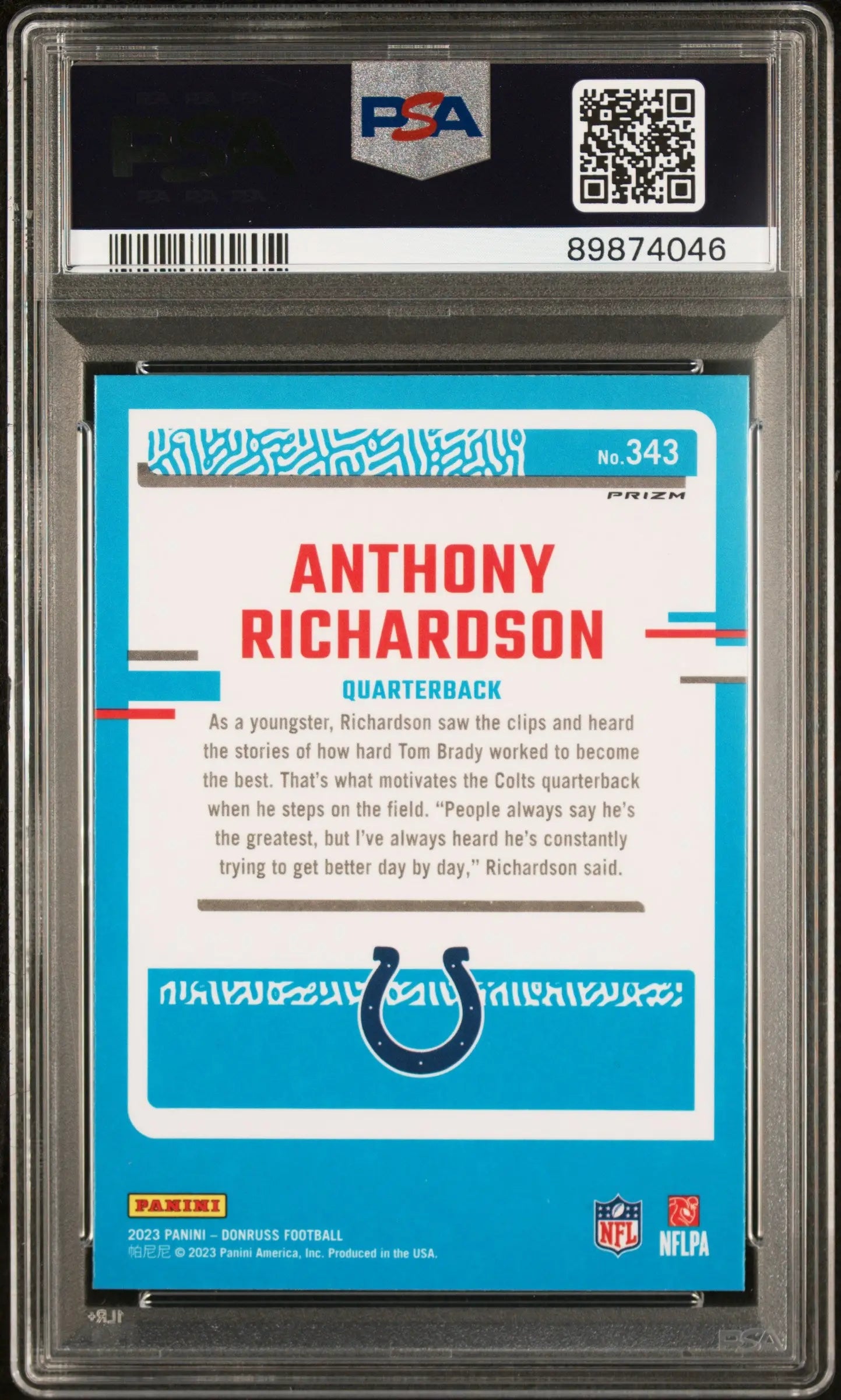 2023 Panini Donruss Optic PSA 10 Anthony Richardson Rated Rookie Red/Green #343 Football Card - Perfect for Collectors, Investors & Sports Memorabilia Displays