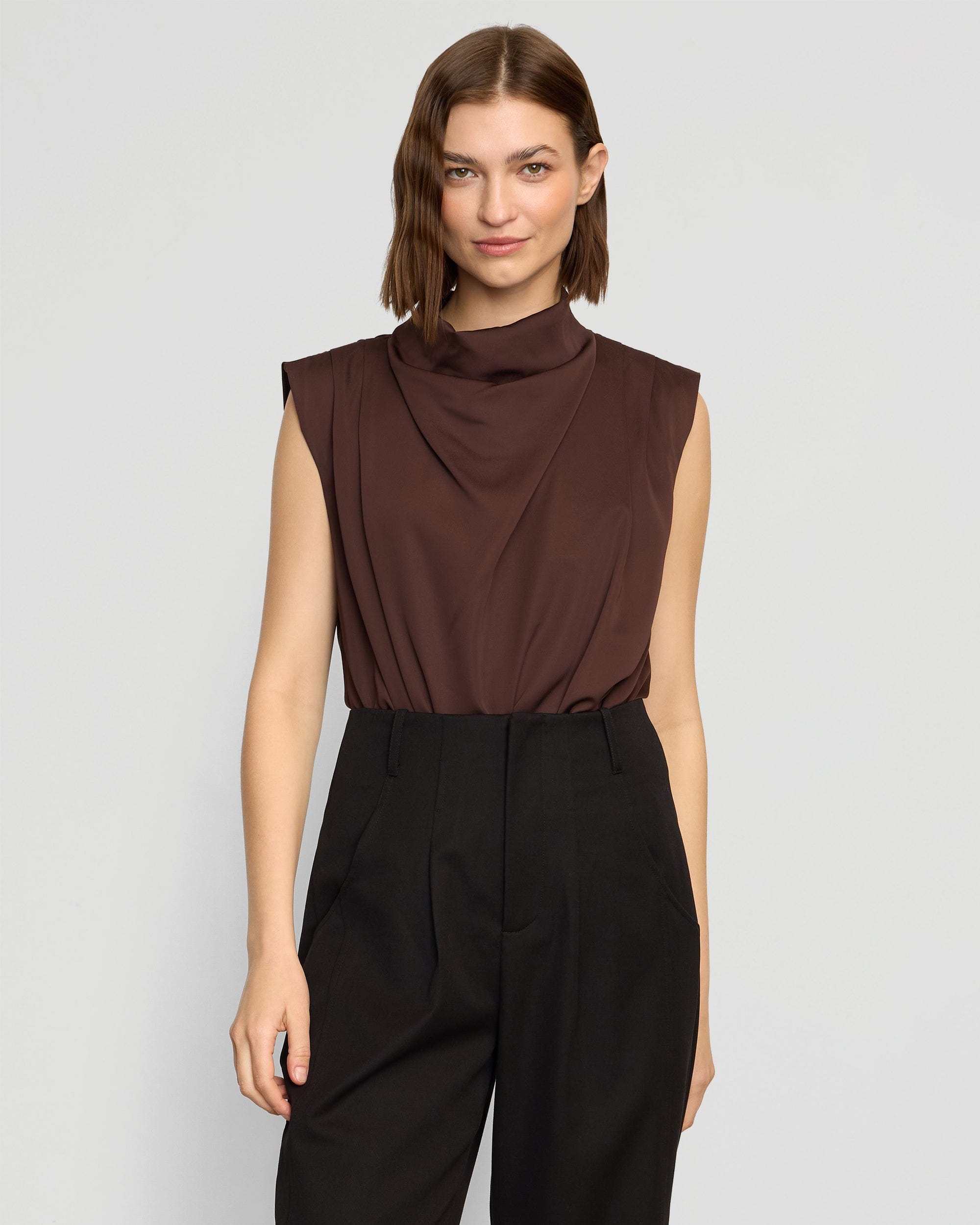 Allegra Women's Sleeveless Blouse with Gathered Neckline - Perfect for Office Wear, Summer Outfits & Casual Occasions
