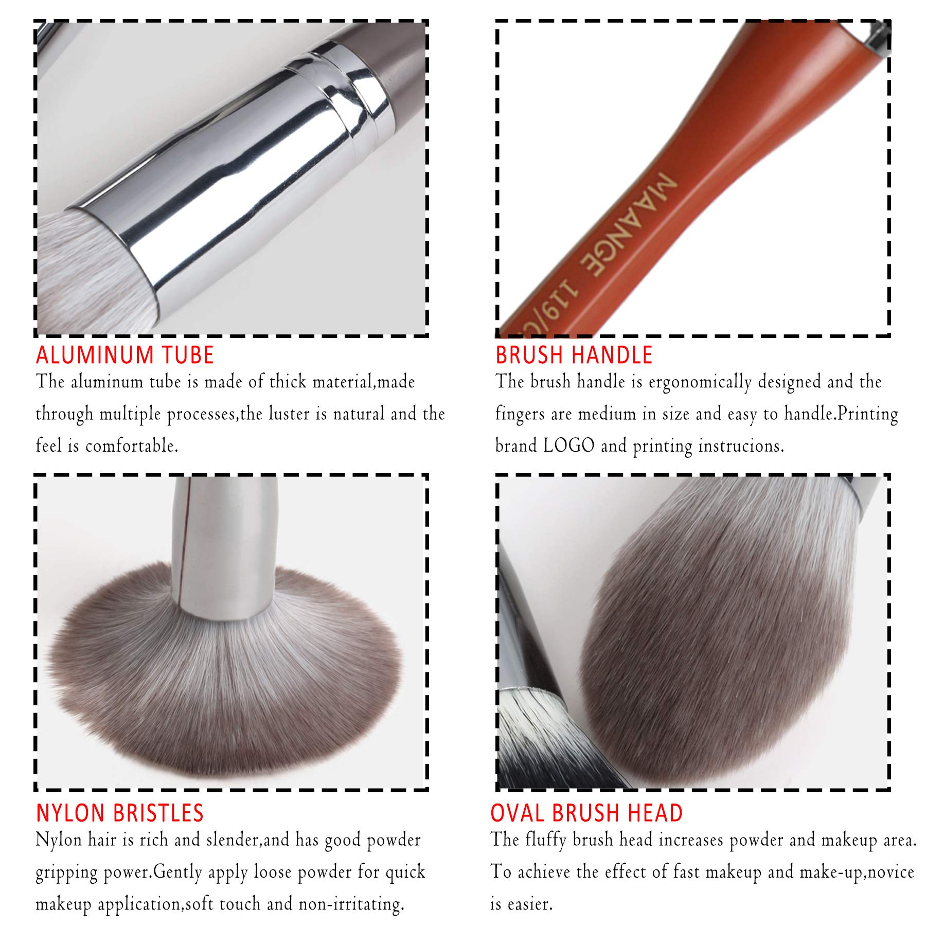 Vtrem 2-Piece Professional Face Blush & Foundation Makeup Brush Set - Soft Mineral Powder Brush for Full Coverage, Loose Powder Application & Seamless Blending | Perfect for Everyday Makeup, Contouring & Buffing