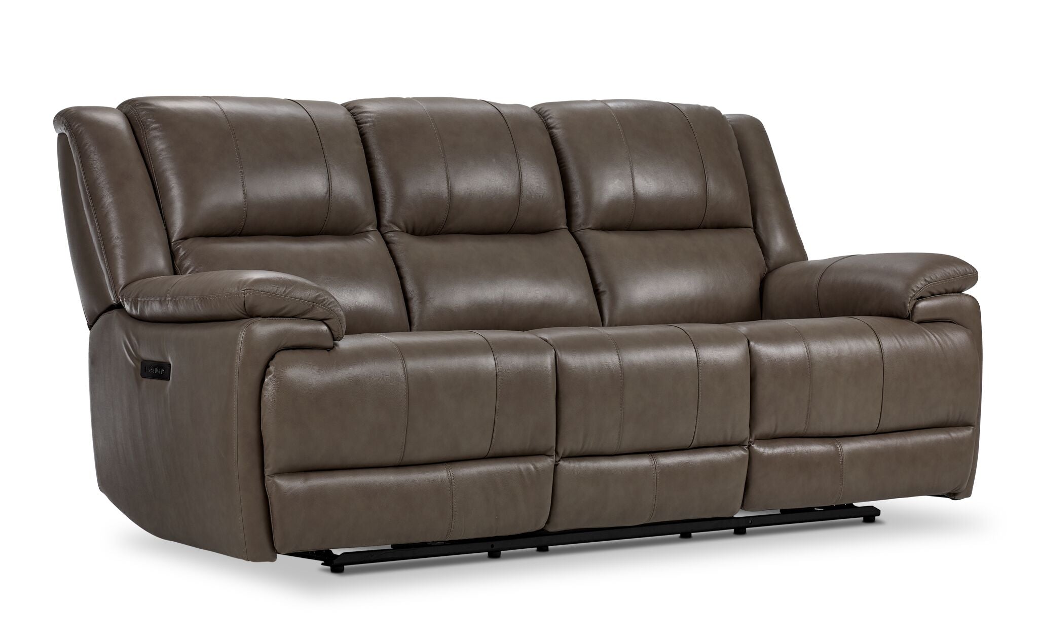 Allie Leather Dual Power Reclining Sofa and Recliner Set in Mocha - Modern Living Room Furniture for Home Theater & Family Relaxation