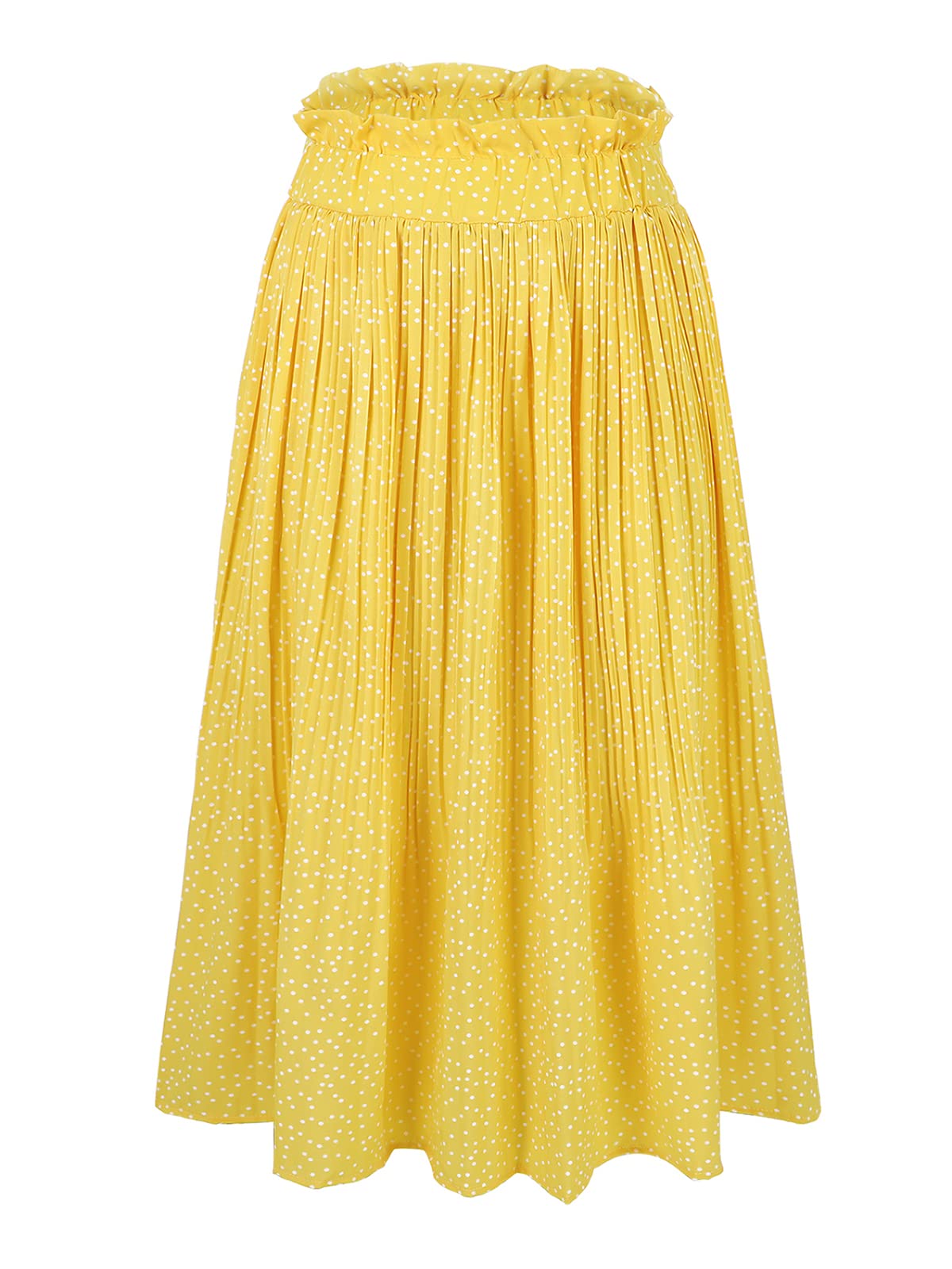 Century Star Women's Polka Dot Pleated Swing Skirt - High Waisted Midi/Maxi Skirt with Pockets for Casual Wear, Office & Date Night Outfits