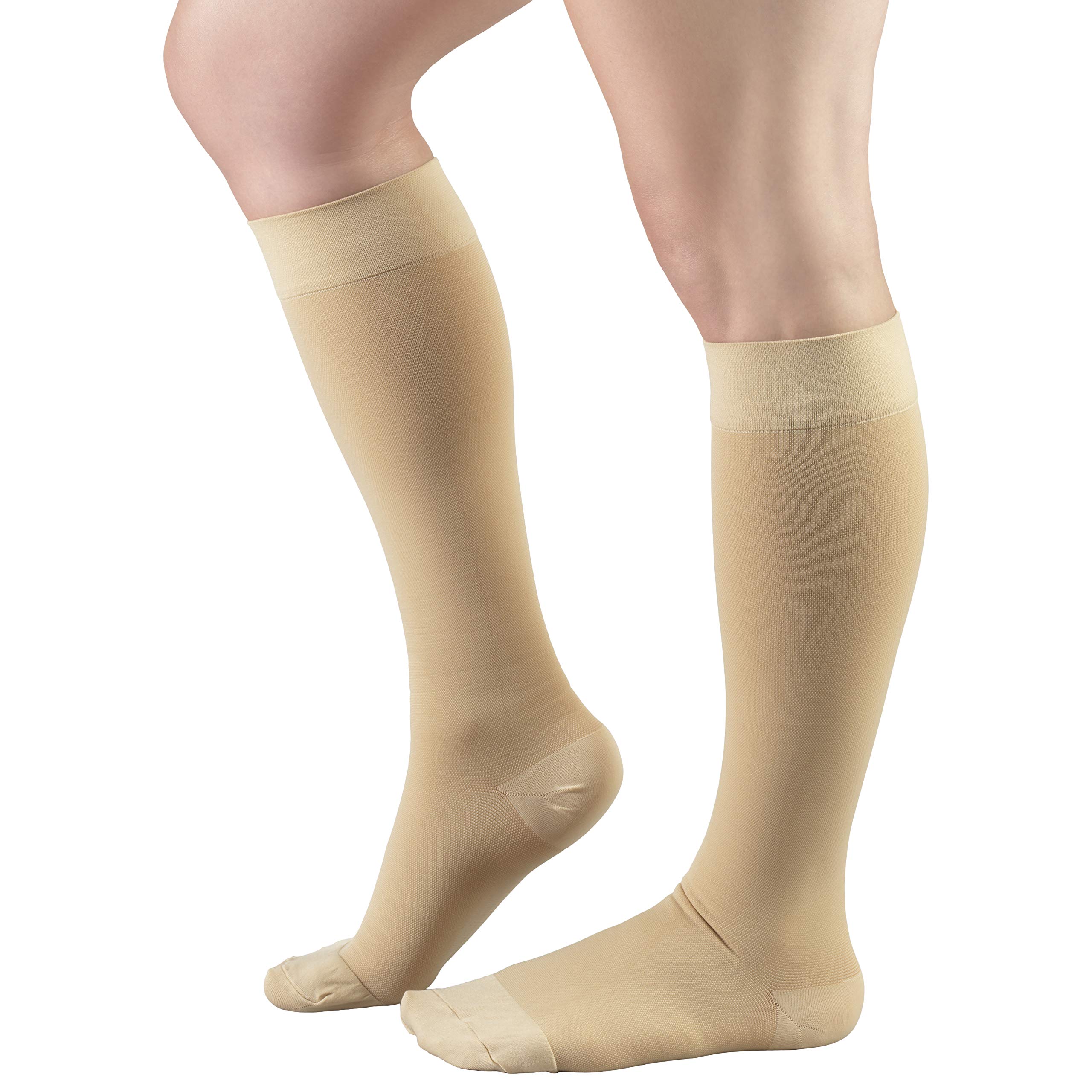 30-40 mmHg Compression Socks for Men & Women - Knee High Support Stockings, Beige Medium (6 Pairs) - Ideal for Travel, Varicose Veins & Circulation Support