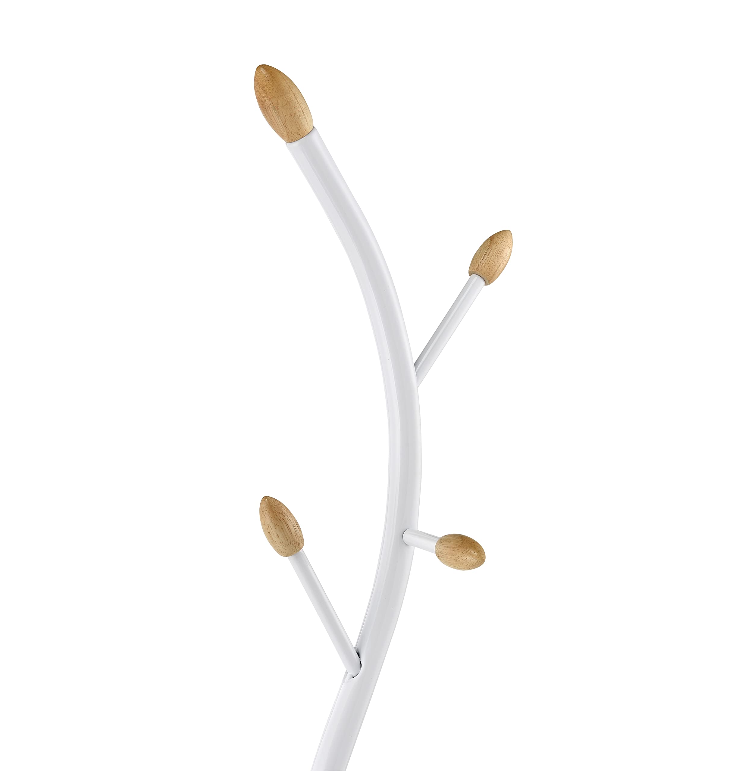 Roundhill Furniture Arles White Metal Standing Coat Rack - Freestanding Entryway Organizer for Hats, Jackets & Bags - Perfect for Hallway, Bedroom or Office Storage