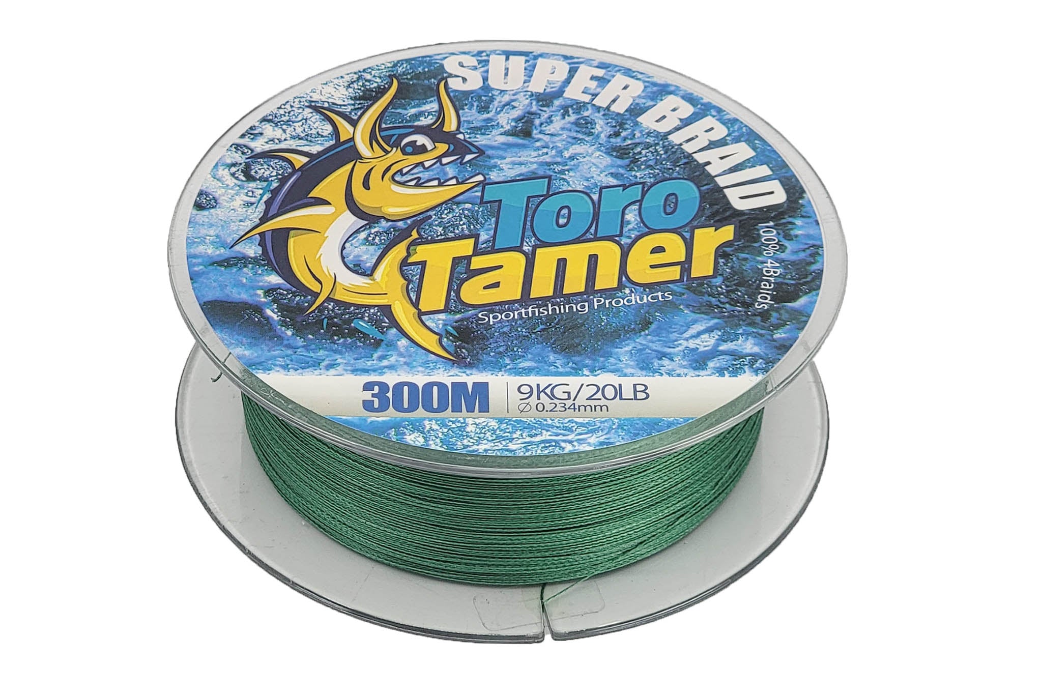 Toro Tamer 4 Strand Solid Braid Fishing Line 300M (984ft) - High Strength Saltwater & Freshwater Fishing Line for Deep Sea, Surf, and Boat Fishing