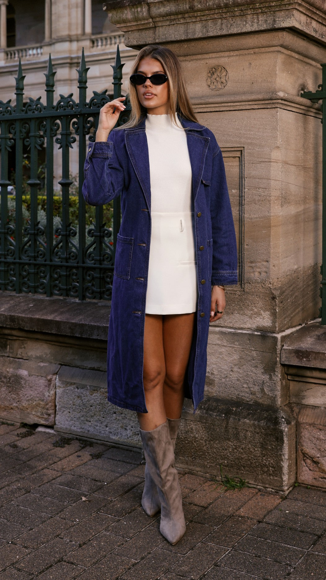 Harlequin Mid Blue Denim Coat for Women - Stylish Winter Jacket for Casual Outings & Outdoor Adventures