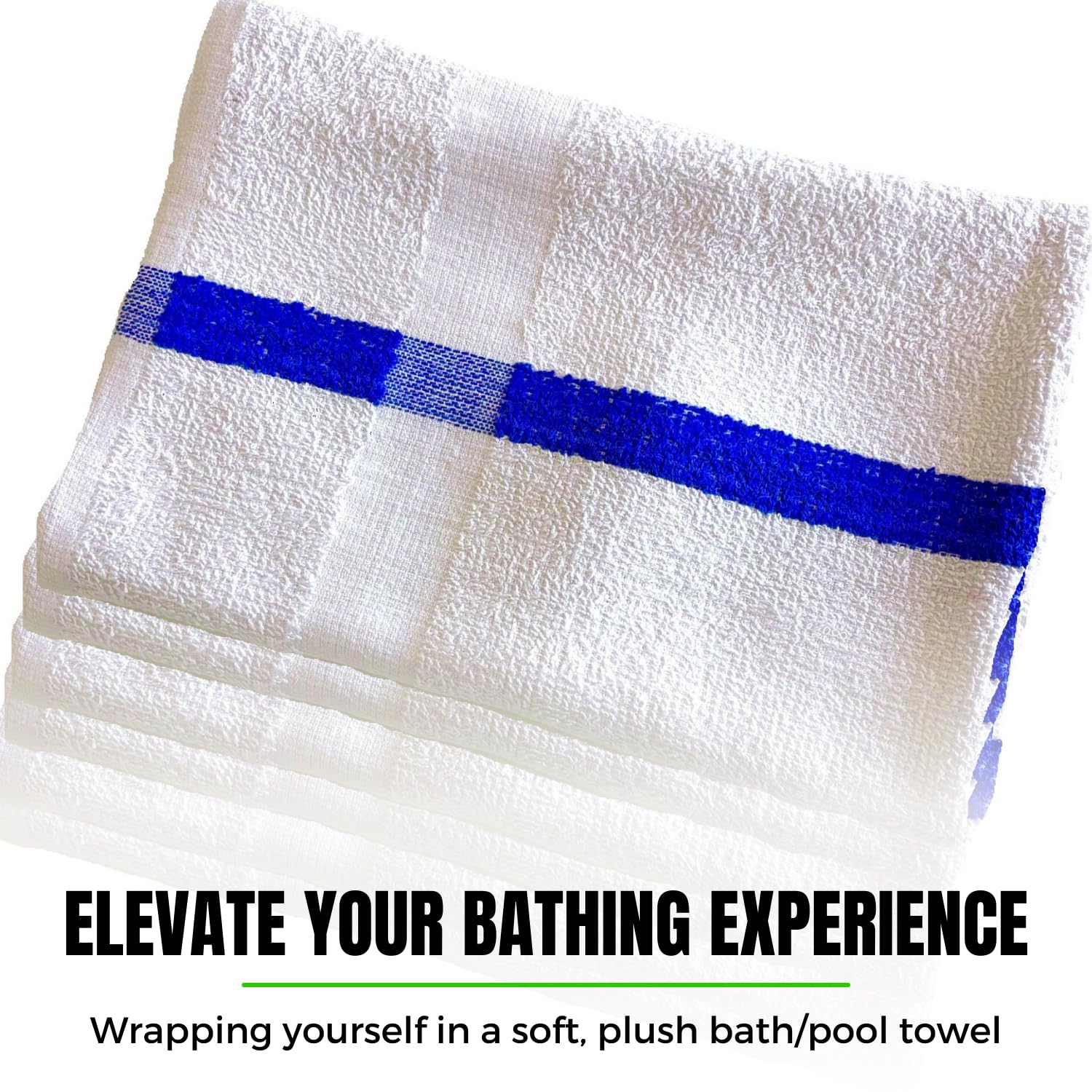Premium 24x48 Inch Soft & Absorbent Poolside Towels - 100% Cotton Bath Towels with White & Blue Stripe - Ideal for Swimming Pool, Spa, Gym, Beach, Hotel - Quick-Drying & Plush for Ultimate Comfort