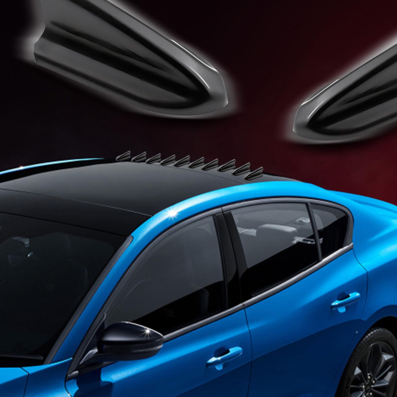 10 Pack Universal Car Shark Fin Antenna Kits - Black Adhesive Roof Decoration for Most Cars, Trucks & Vans - Auto Modification Accessories #2001 | Perfect for Vehicle Customization & Style Enhancement
