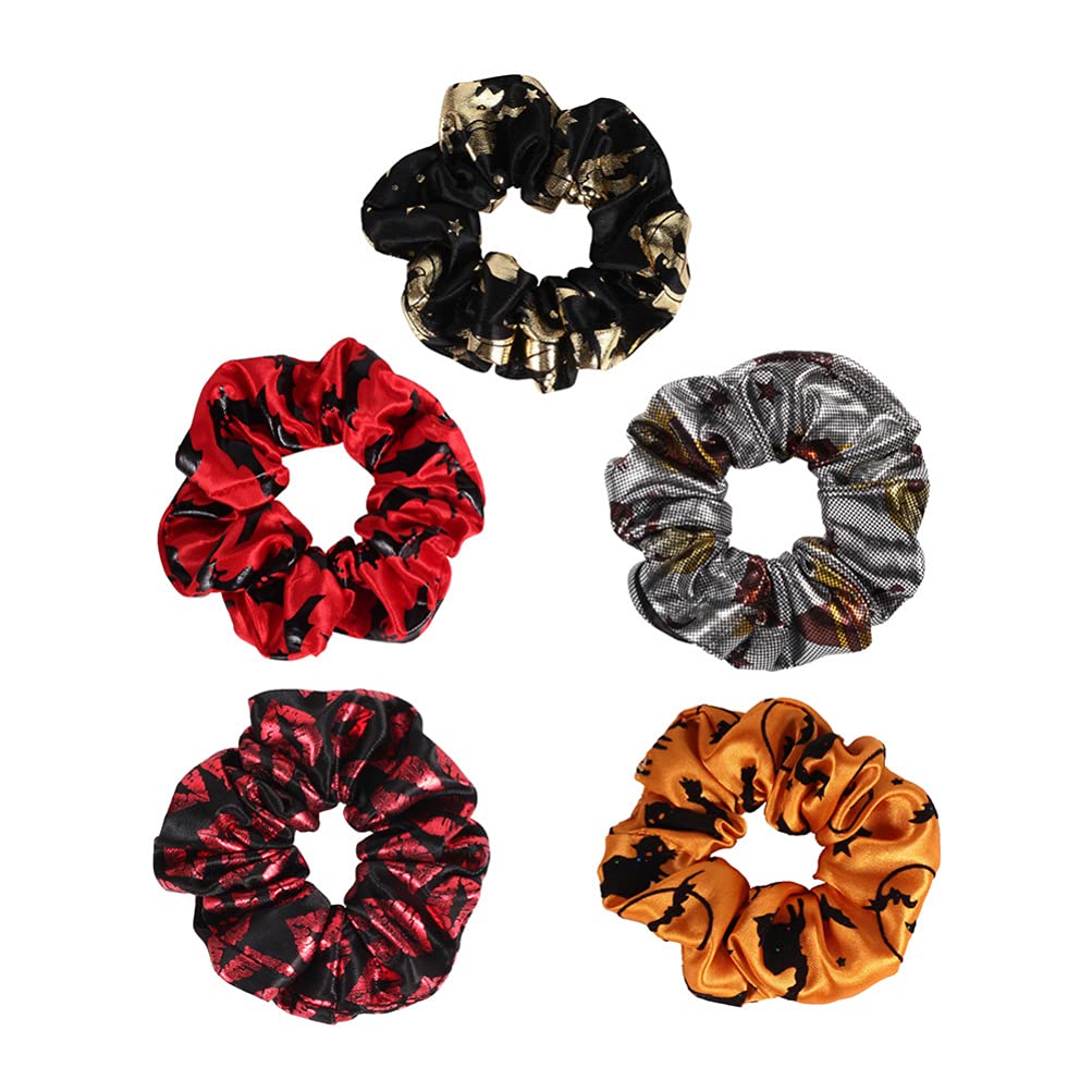 Lurrose 5-Pack Halloween Hair Scrunchies - Elastic Hair Ties for Women & Girls - Soft Ponytail Holders for Costumes, Parties & Everyday Use