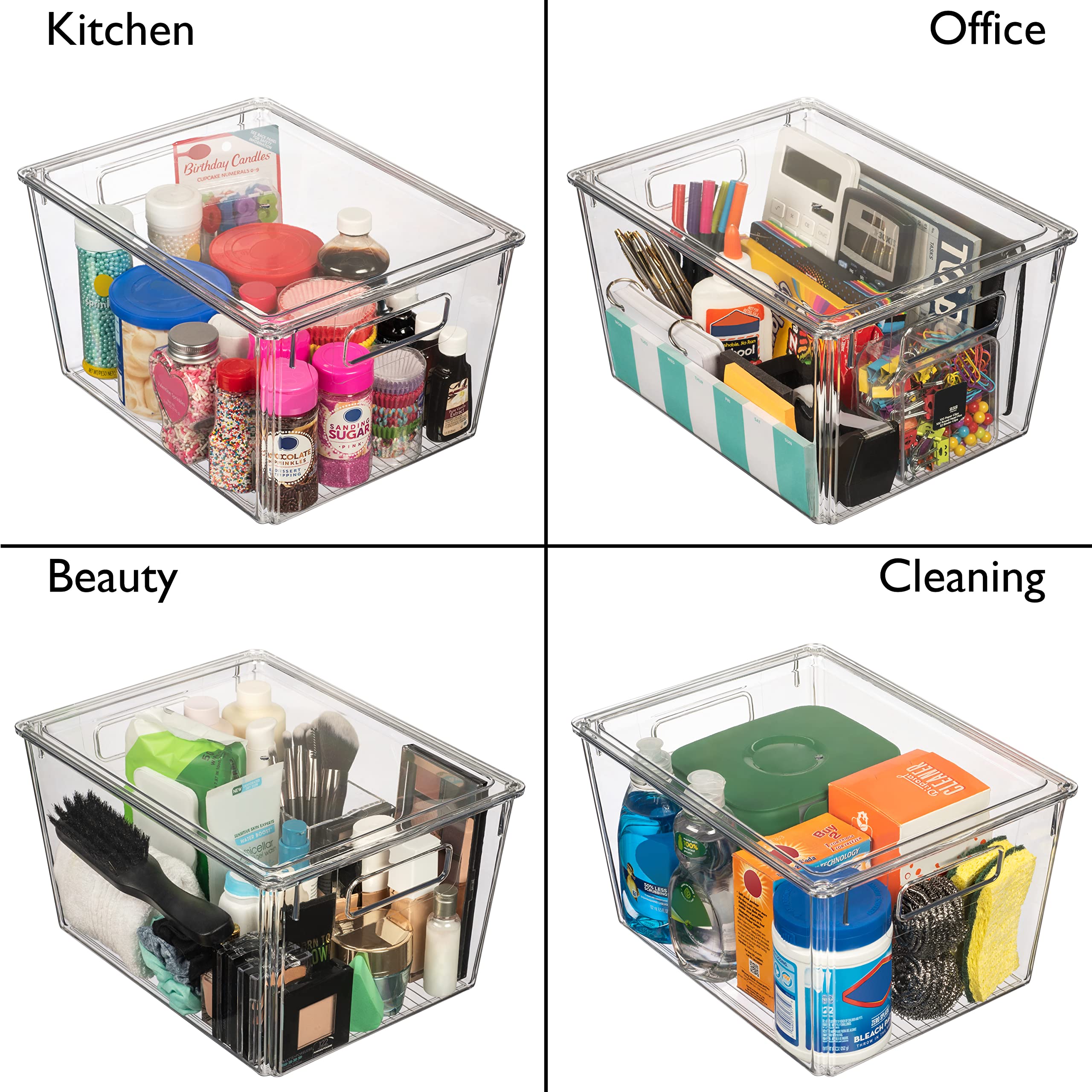ClearSpace X-Large Plastic Storage Bins with Lids - 4-Pack Stackable Organizer Containers for Kitchen, Pantry, Fridge, Closet & Home Organization - BPA-Free Durable Storage Boxes for Food, Toys, Clothes & Office Supplies