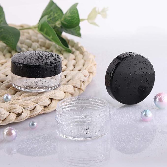 PackDost 10-Pack 8ml Black Empty Acrylic San Jars with Leakproof Lids - Transparent Cosmetic Containers for Lip Balm, Lip Scrub, Body Butter, DIY Makeup & Beauty Products - Perfect for Travel, Home Storage & Handmade Gifts