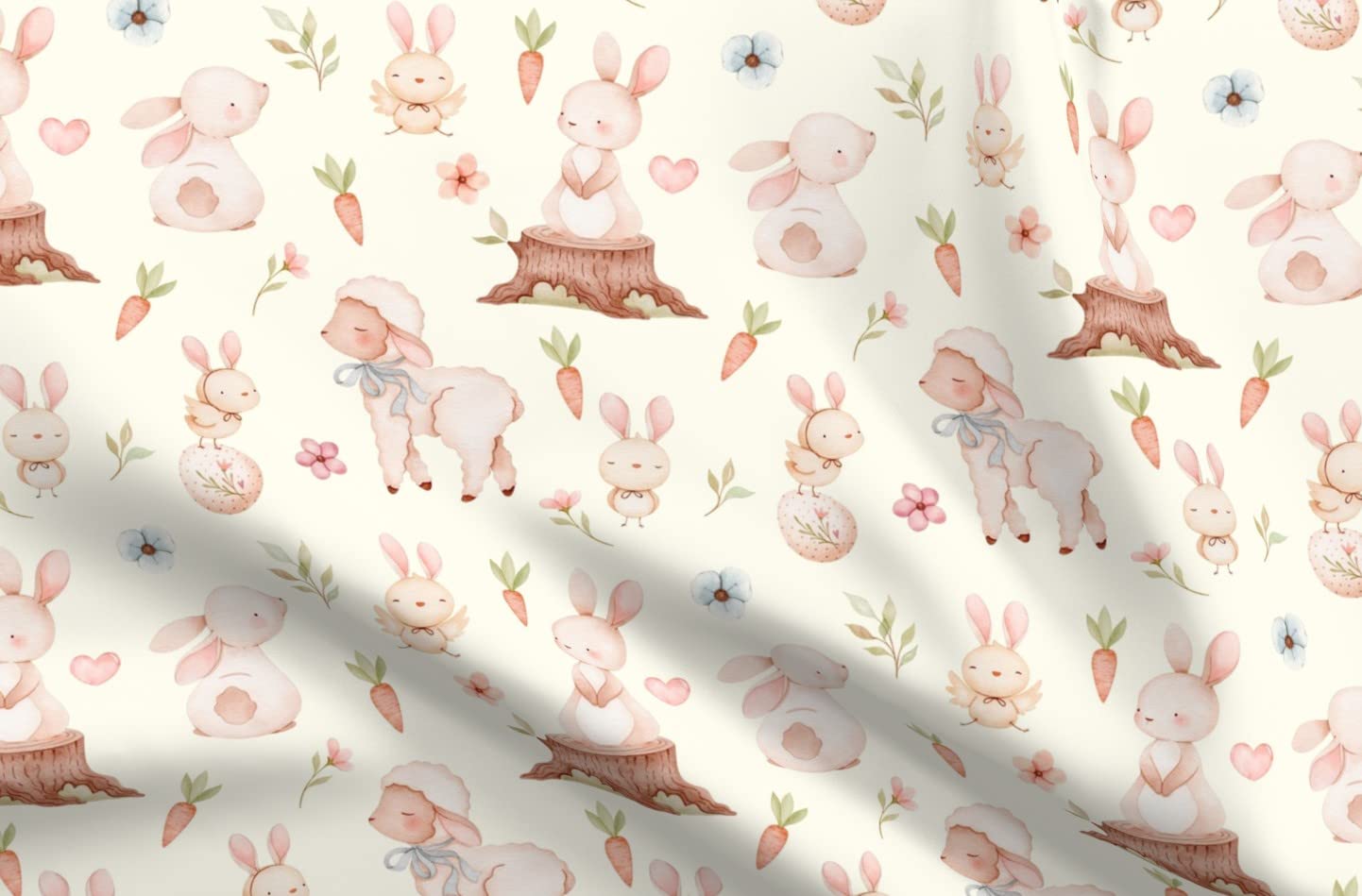Easter Friends Vintage Beige Storybook Printed Minky Fabric Fat Quarter - Soft Plush Fabric for Sewing Baby Blankets, Quilt Backing & DIY Plush Toys - Perfect for Easter Decorations & Nursery Projects