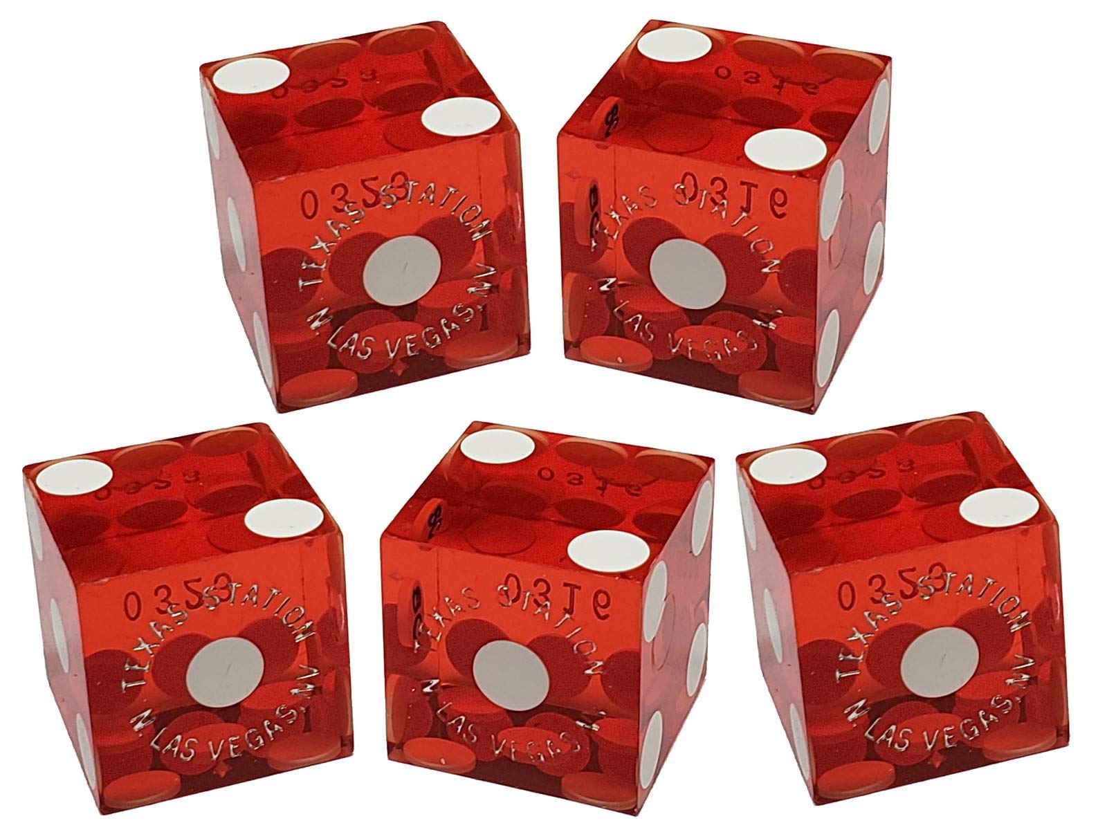 Authentic Las Vegas Casino Dice Set with Clear Acrylic Dice Boat - Texas Station Red Polished Craps Starter Kit for Home Game Nights & Casino-Themed Parties