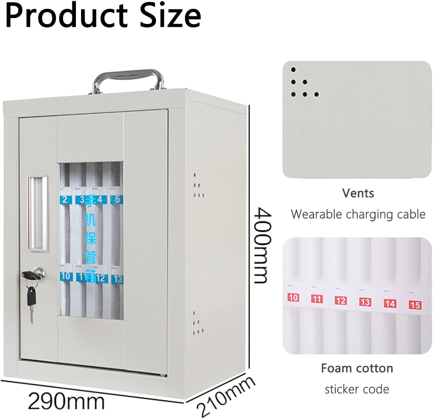 Wall-Mounted Phone Locker - Aluminum Alloy Storage Cabinet with 24-Bit Lock for Schools & Offices