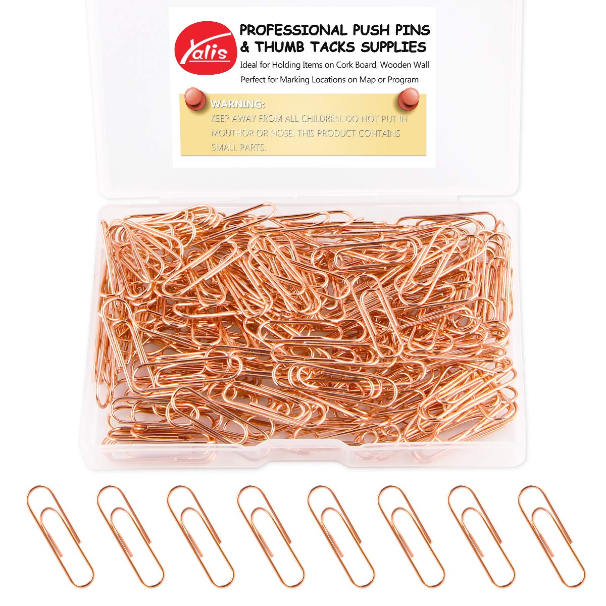 200 pcs Rose Gold Paper Clips - 28mm Smooth Finish Steel Wire Office Supplies for Document Organizing, School & Office Use - Perfect for Filing, Crafting & Gift Wrapping (Medium Size)