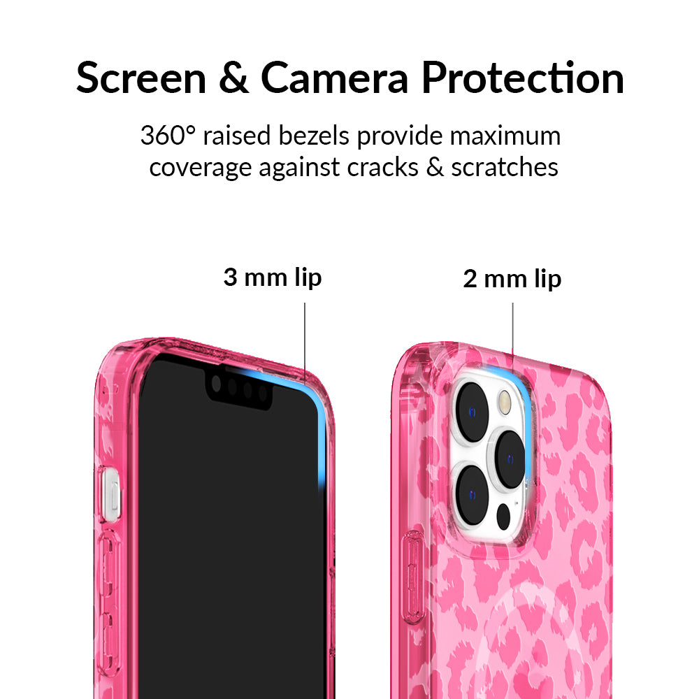Cute Candy Pink Leopard Print iPhone Case - Trendy Protective Cover for iPhone 13/14/15 Pro Max - Perfect for Girls, Teens & Fashion Lovers (School, Work, Travel Accessory)