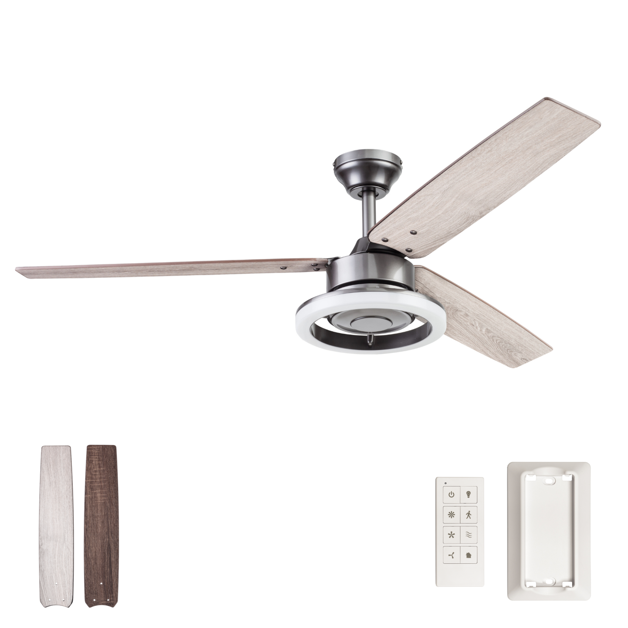 52 Inch Orbis Ceiling Fan with Remote Control in Gun Metal Finish - Perfect for Living Room, Bedroom, and Outdoor Spaces