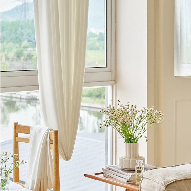 Anna White Polyester Blackout Curtains - Scratch Resistant & Light Filtering Custom Window Treatments for Living Room, Bedroom & Nursery