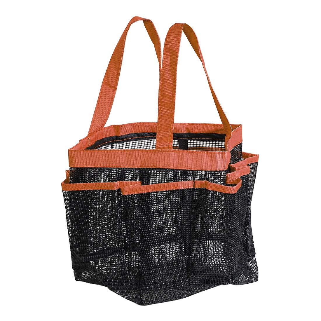 uxcell Portable Shower Caddy with 7 Mesh Pockets - Quick Dry Hanging Toiletry Bag & Bath Organizer for Shampoo, Conditioner, Soap | Waterproof Oxford Fabric | Perfect for Bathroom, Dorm, Travel & Gym (Orange)