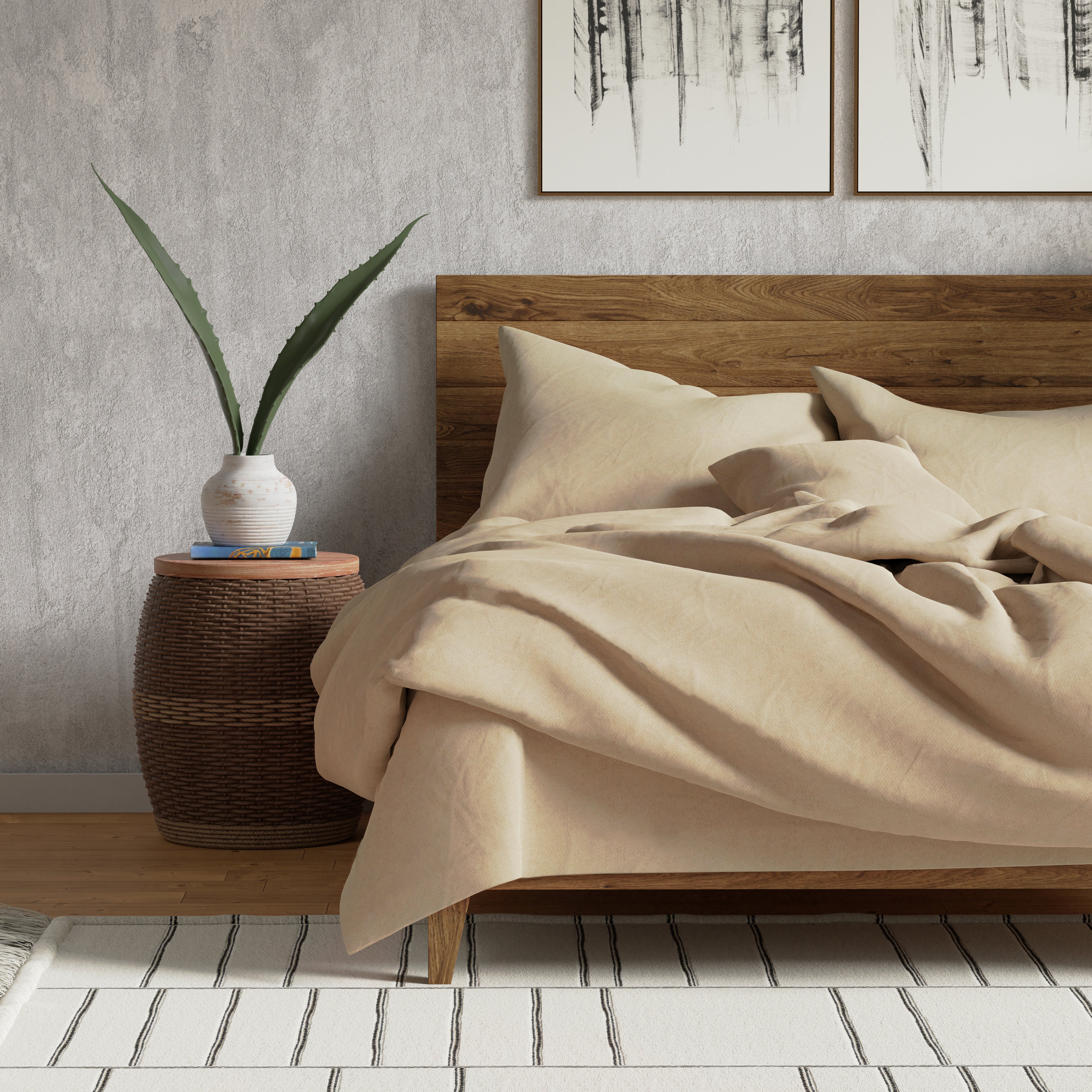 Delilah Home 100% Organic Cotton Fitted Sheet - Queen Size, Deep Pocket, Soft & Breathable - Perfect for Allergy Relief & Eco-Friendly Bedroom Decor