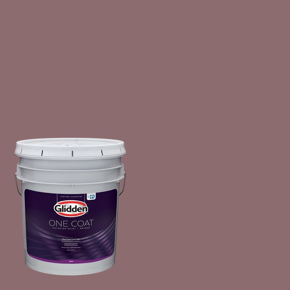 Glidden Exterior Paint and Primer in One - Red Chocolate Sparkle Satin Finish, 5-Gallon Bucket for Long-Lasting Home Protection | Ideal for Wood, Brick & Metal Surfaces – Weather-Resistant Outdoor Paint