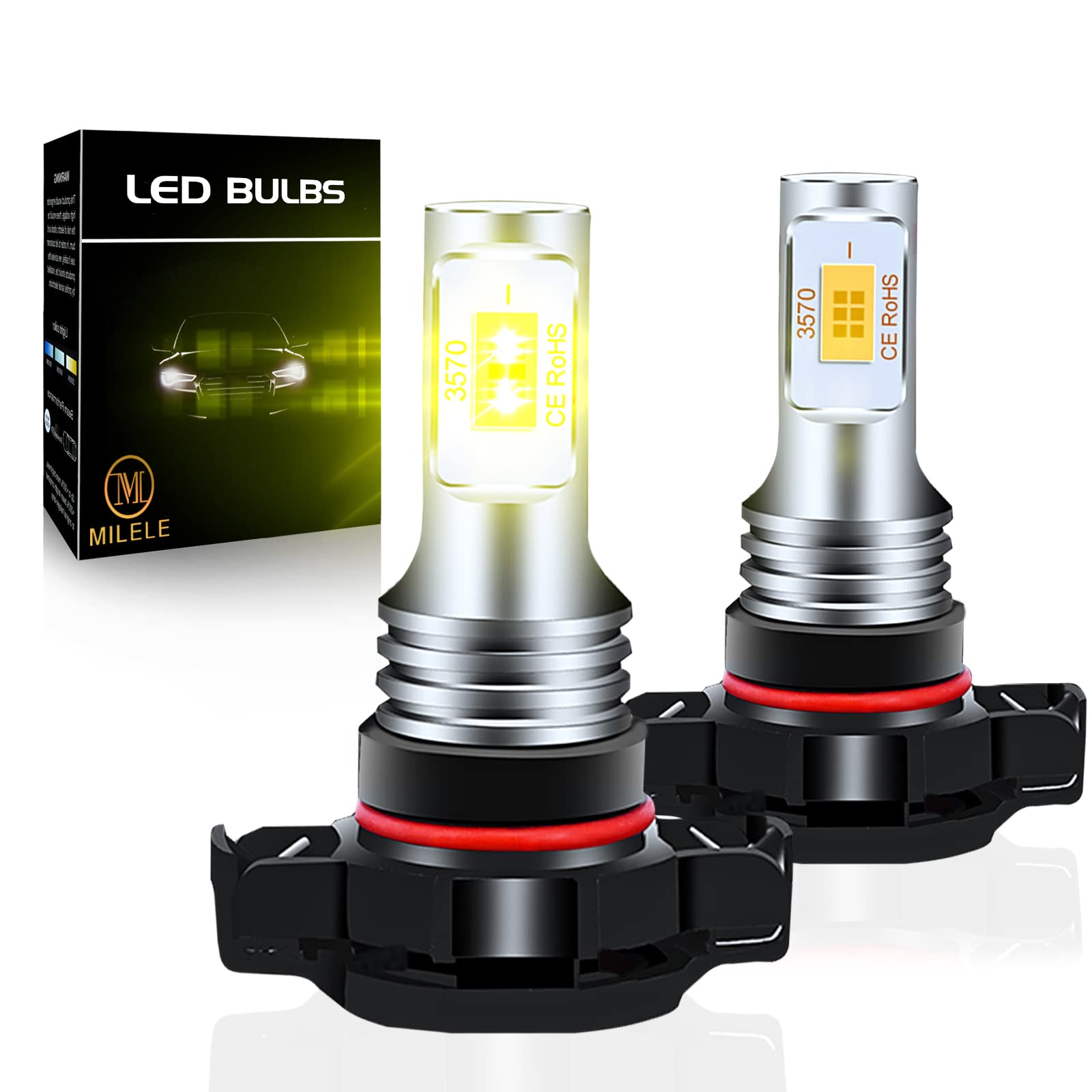 5202 LED Fog Light Bulb Kit - 4000LM Super Bright 3000K Yellow Light, 300% Brighter Than Halogen, Plug and Play Replacement for Cars, Trucks, Motorcycles (Pack of 2) - Perfect for Night Driving, Foggy Conditions & Off-Road Adventures