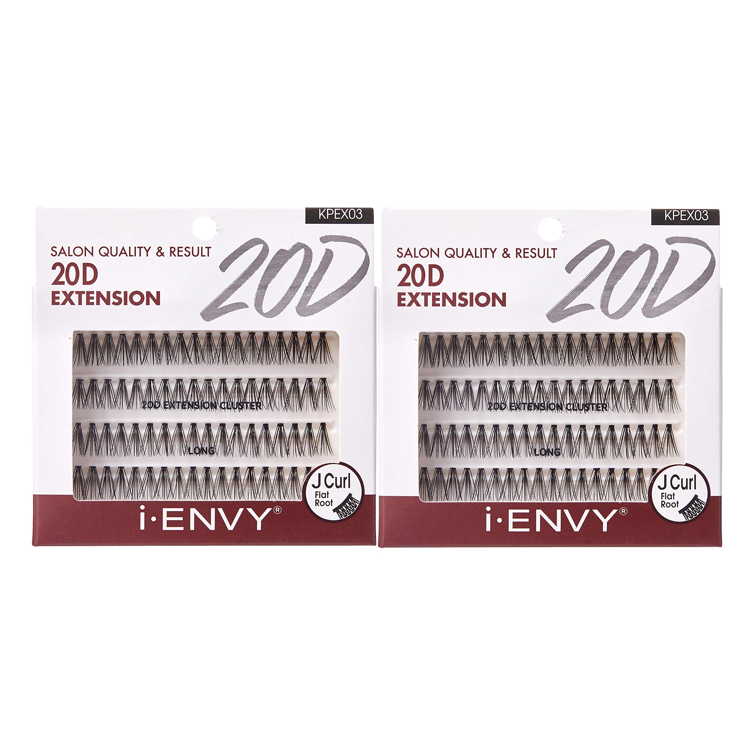 i-ENVY 20D Cluster Eyelash Extensions - Long Length, 2 Pack, Flat Root for Seamless DIY Application | Perfect for Natural Volume & Everyday Glam Makeup Looks