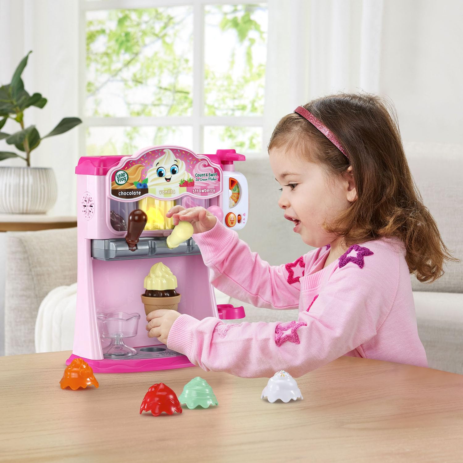 LeapFrog Count and Swirl Ice Cream Maker Toy for Toddlers & Kids Ages 2+ | Pretend Play Learning Game | Pink Educational Playset for Birthday Gifts & Preschool Activities
