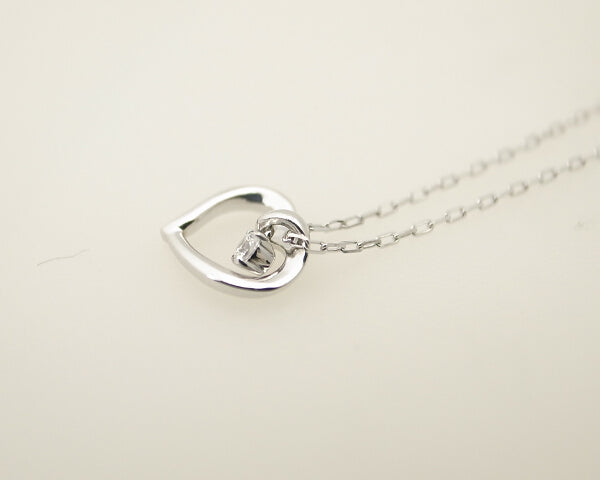 4℃ Heart White Stone Necklace K10WG White Gold 111646123211 - Elegant Jewelry Gift for Women, Perfect for Valentine's Day, Anniversary & Special Occasions