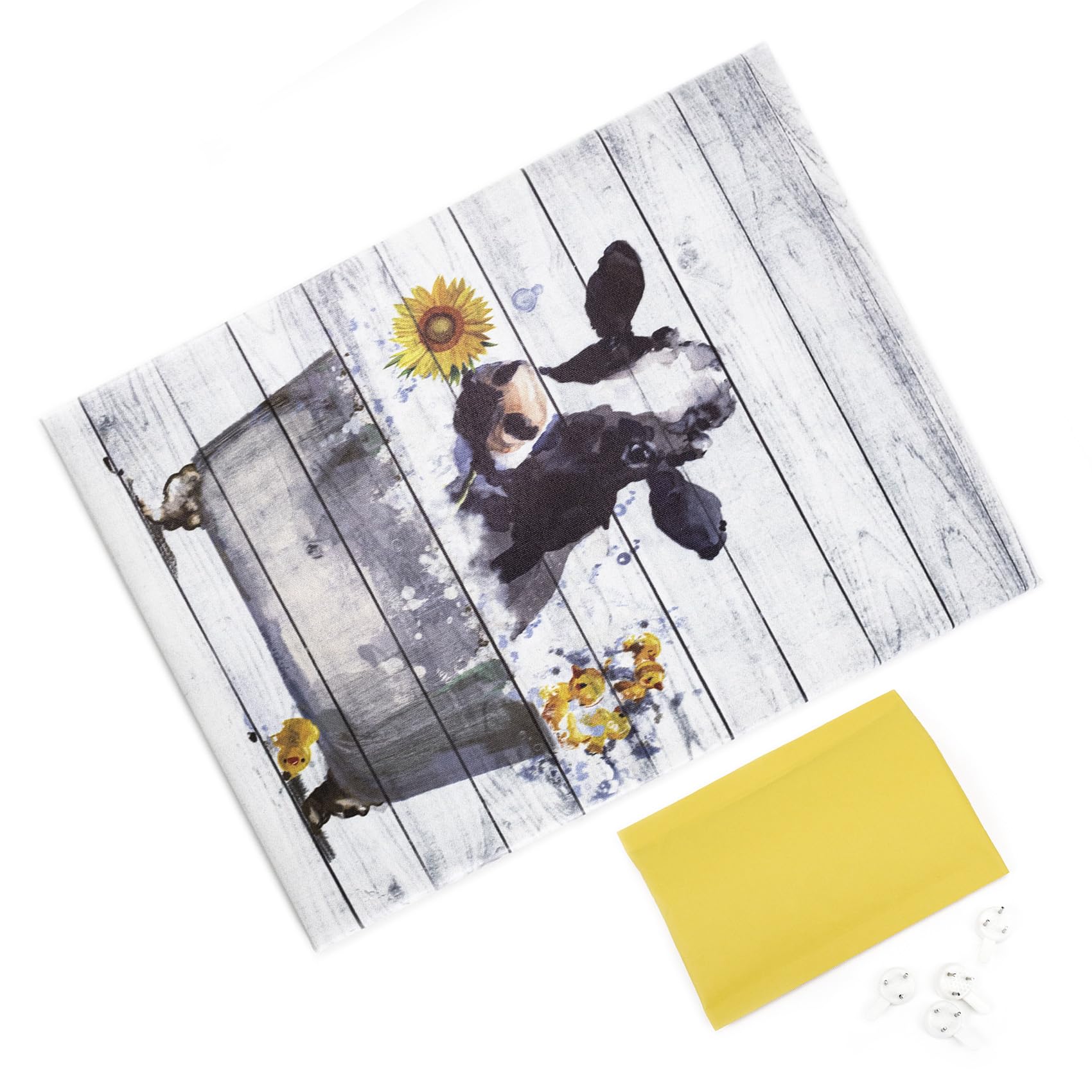 Funny Cow Wall Art - Rustic Farmhouse Canvas Decor for Bathroom & Living Room