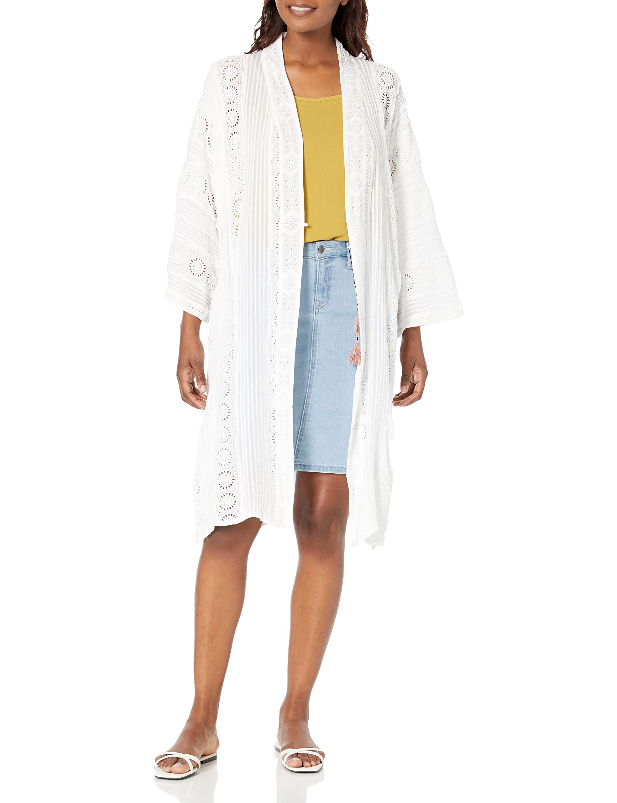 Johnny Was Women's Pintuck Kimono Cardigan - Lightweight Boho Cover Up for Beach, Lounge & Casual Outfits