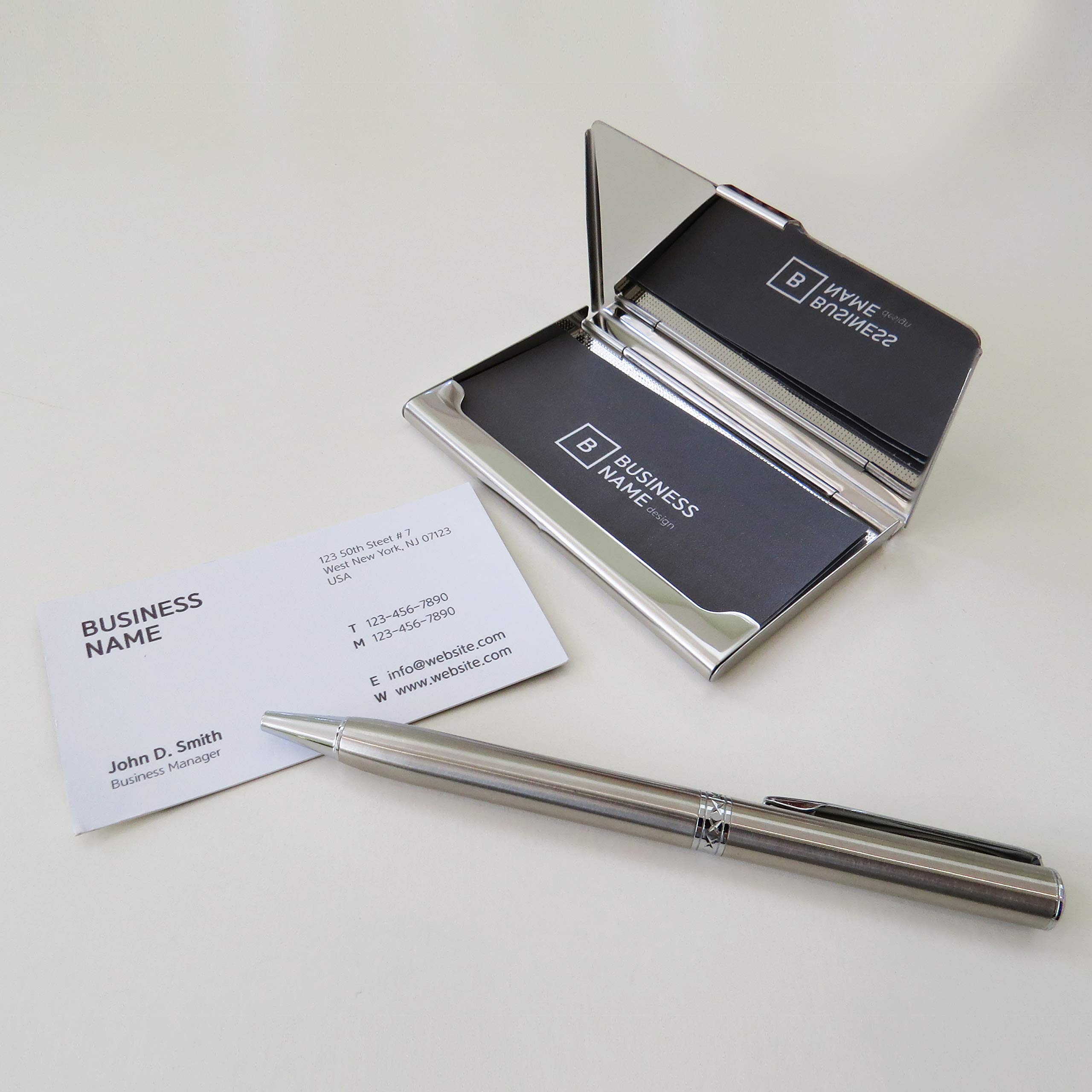 Pearl Business Card Holder - Metal Travel Wallet for Women, Apricot Pink - Perfect for Office & Gifts