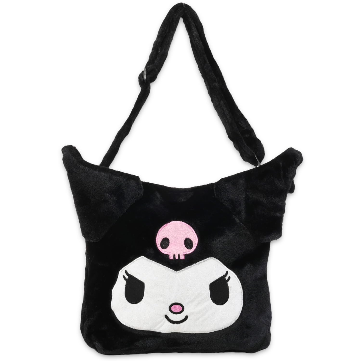 Kuromi Plush Purse Set with Plushie, Stickers & Tattoos | Cute Sanrio Hello Kitty Friend Character Crossbody Bag for Girls | Perfect Gift for Birthday, Cosplay & Kawaii Fashion Accessories