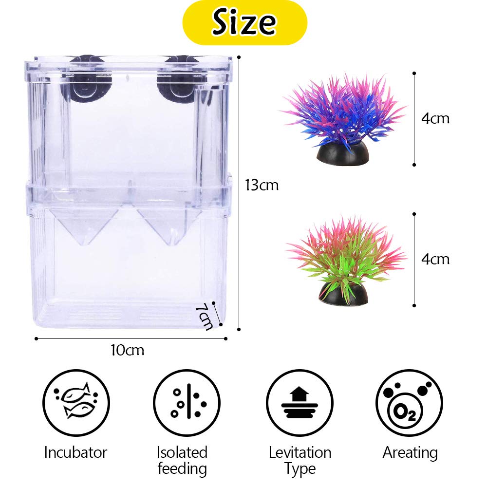 NETUEM Acrylic Double Layer Fish Breeding Box - Floating Isolation Hatchery for Guppy, Tropical Fish & Fry | L Size with Suction Cups | Ideal for Aquarium Fish Breeding, Fry Protection & Tank Division