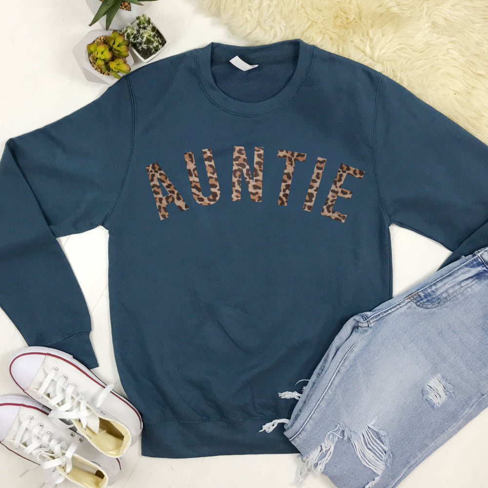 Auntie Leopard Print Sweatshirt for Women - Cozy Pullover Hoodie with Unique Animal Design - Perfect for Casual Wear, Street Style & Winter Fashion