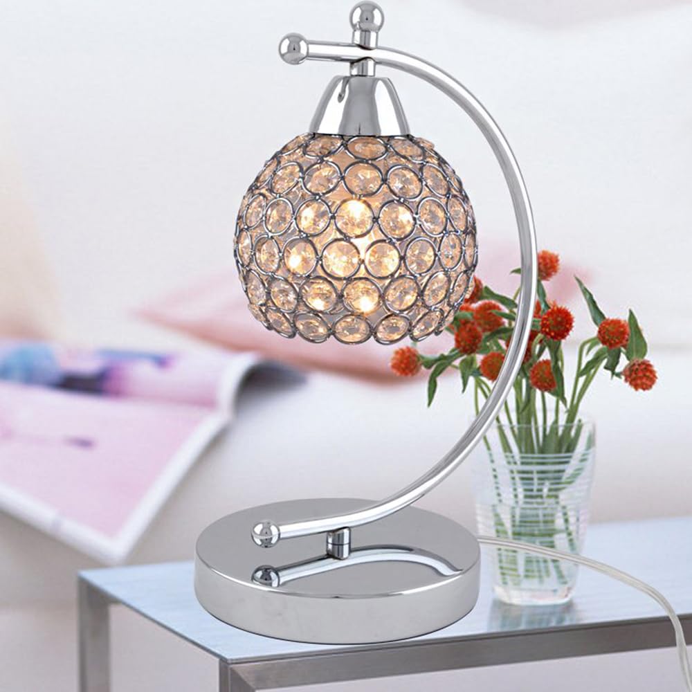 Crystal Table Lamp with On/Off Switch - Modern Bedside & Desk Light for Bedroom, Living Room, Office | Elegant Lighting for Home, Hotel & Restaurant Decor